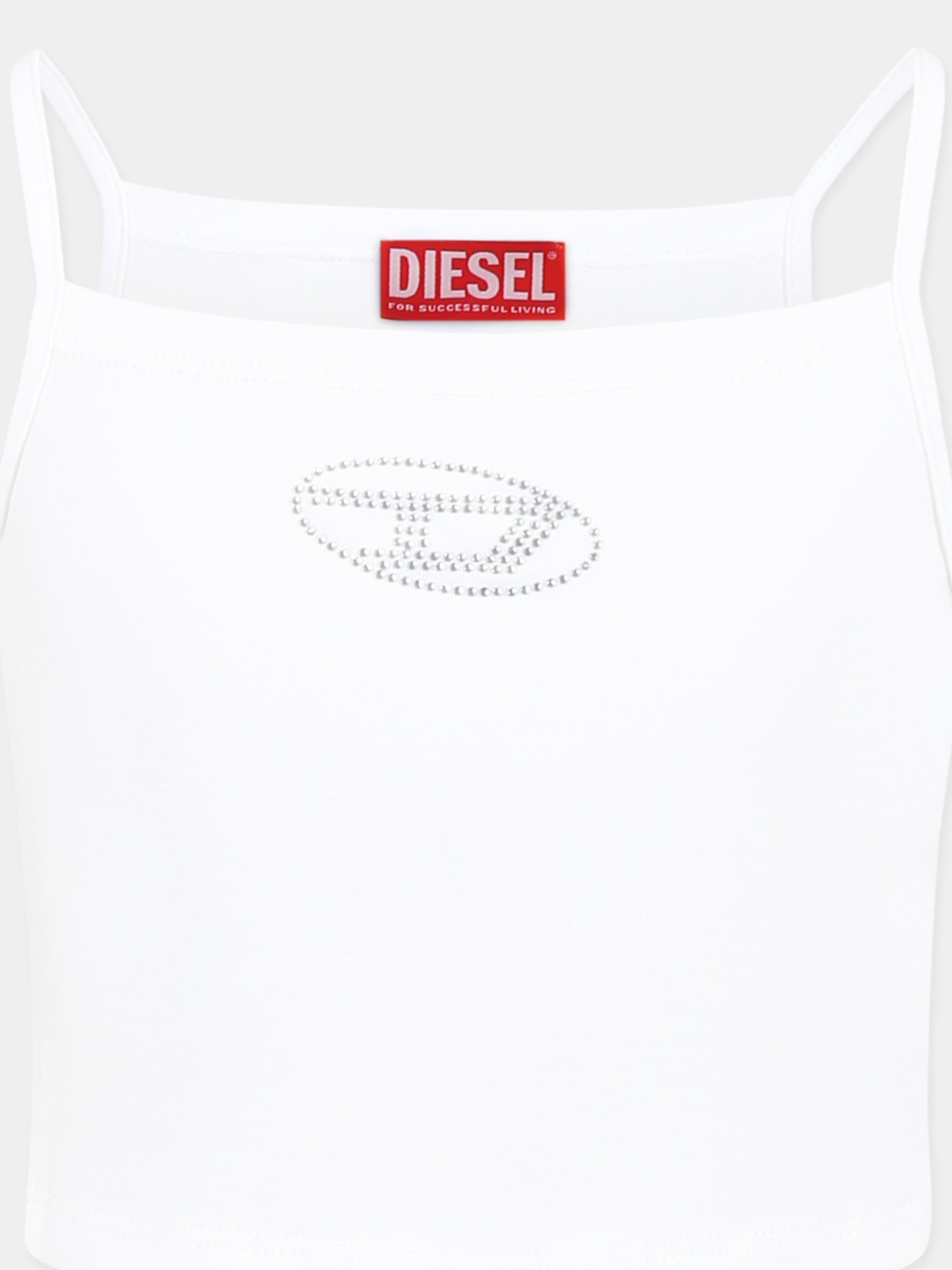 Top bianco per bambina con logo di strass,Diesel,J02201 0AFAA K100