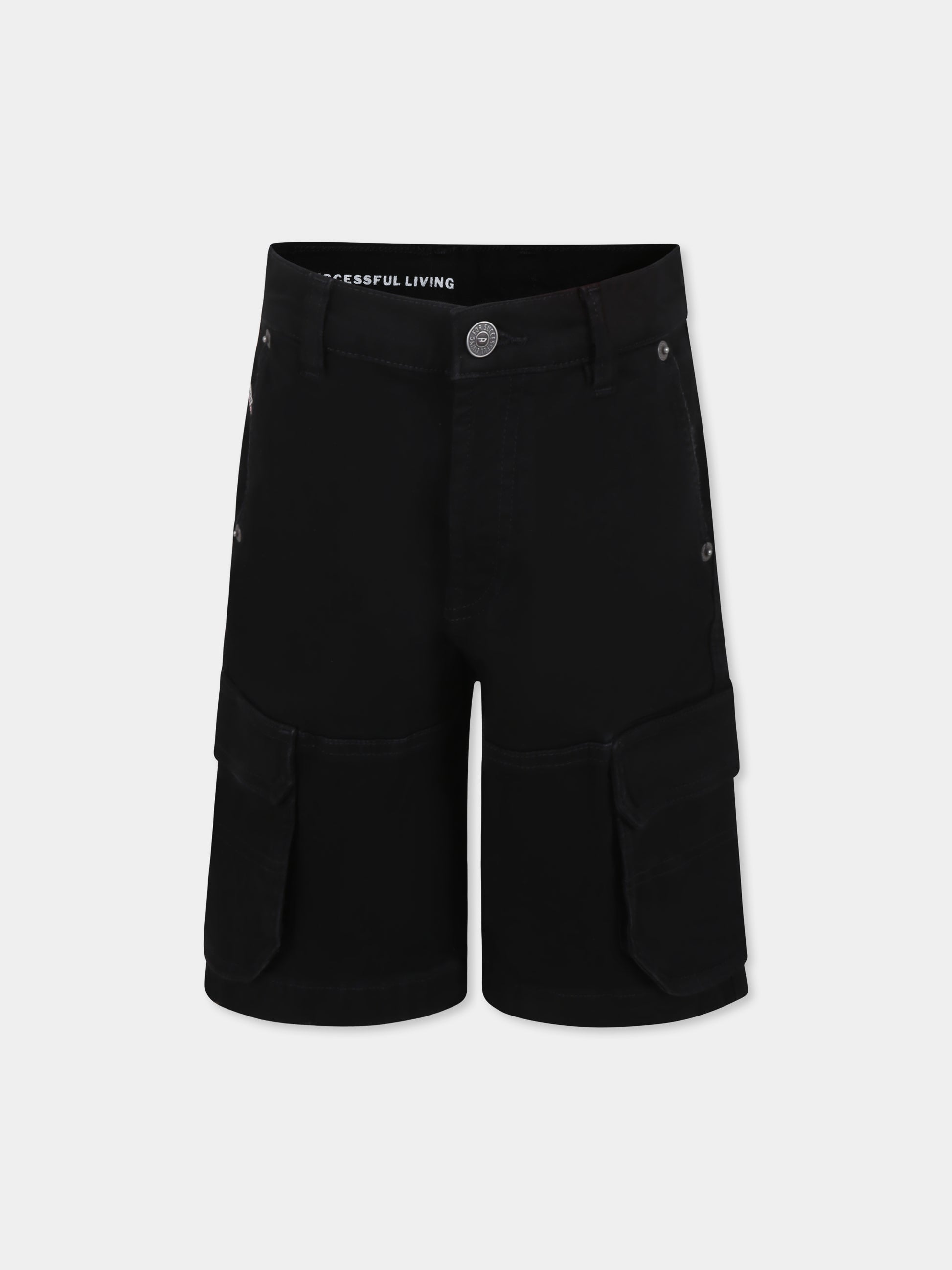 Shorts neri per bambino con logo,Diesel,J02156 KXBPI K02