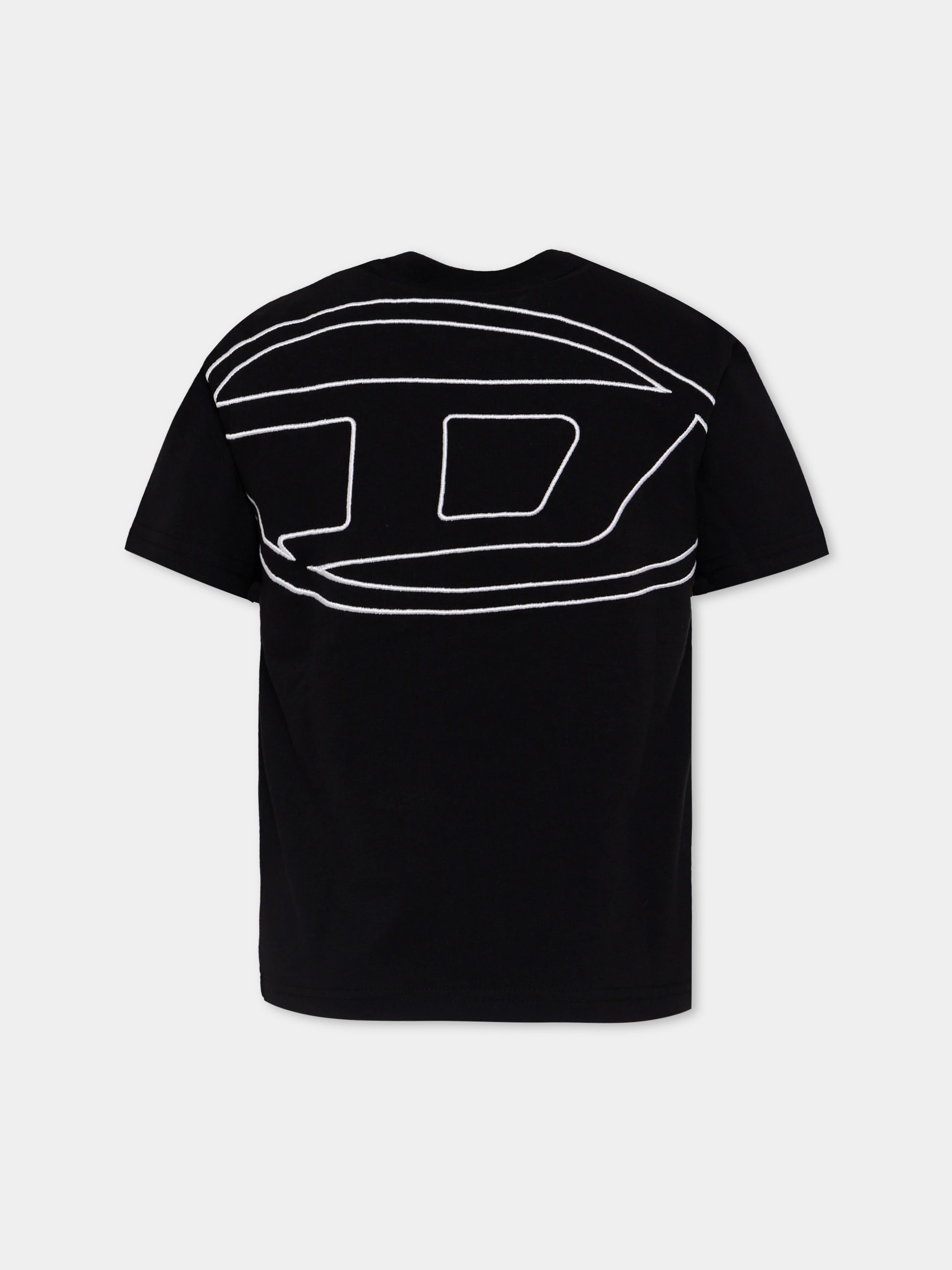 T-shirt nera per bambino con logo,Diesel,J02276 0HGAM K900