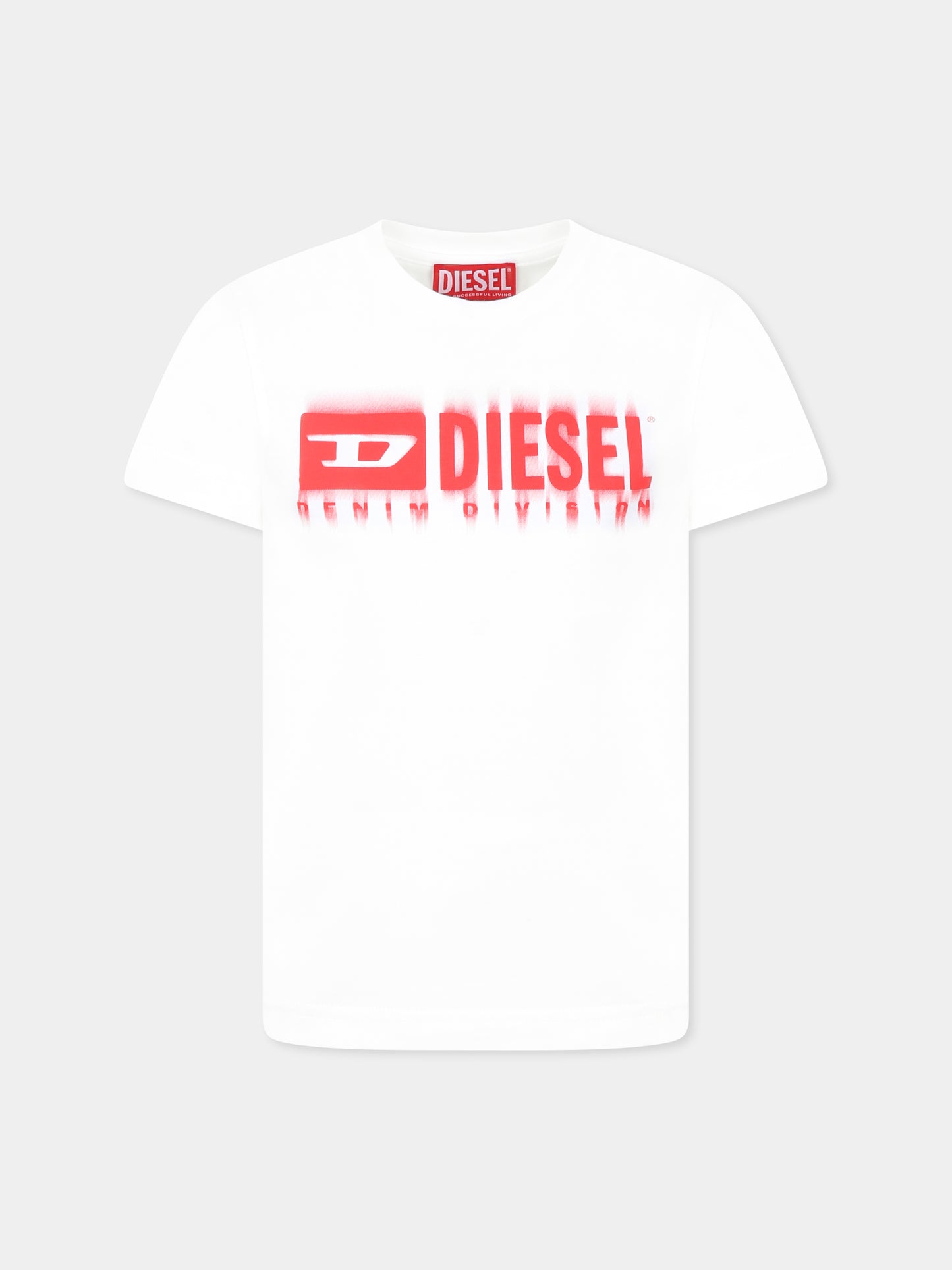 T-shirt bianca per bambino con logo,Diesel,J02033 00YI9 K100