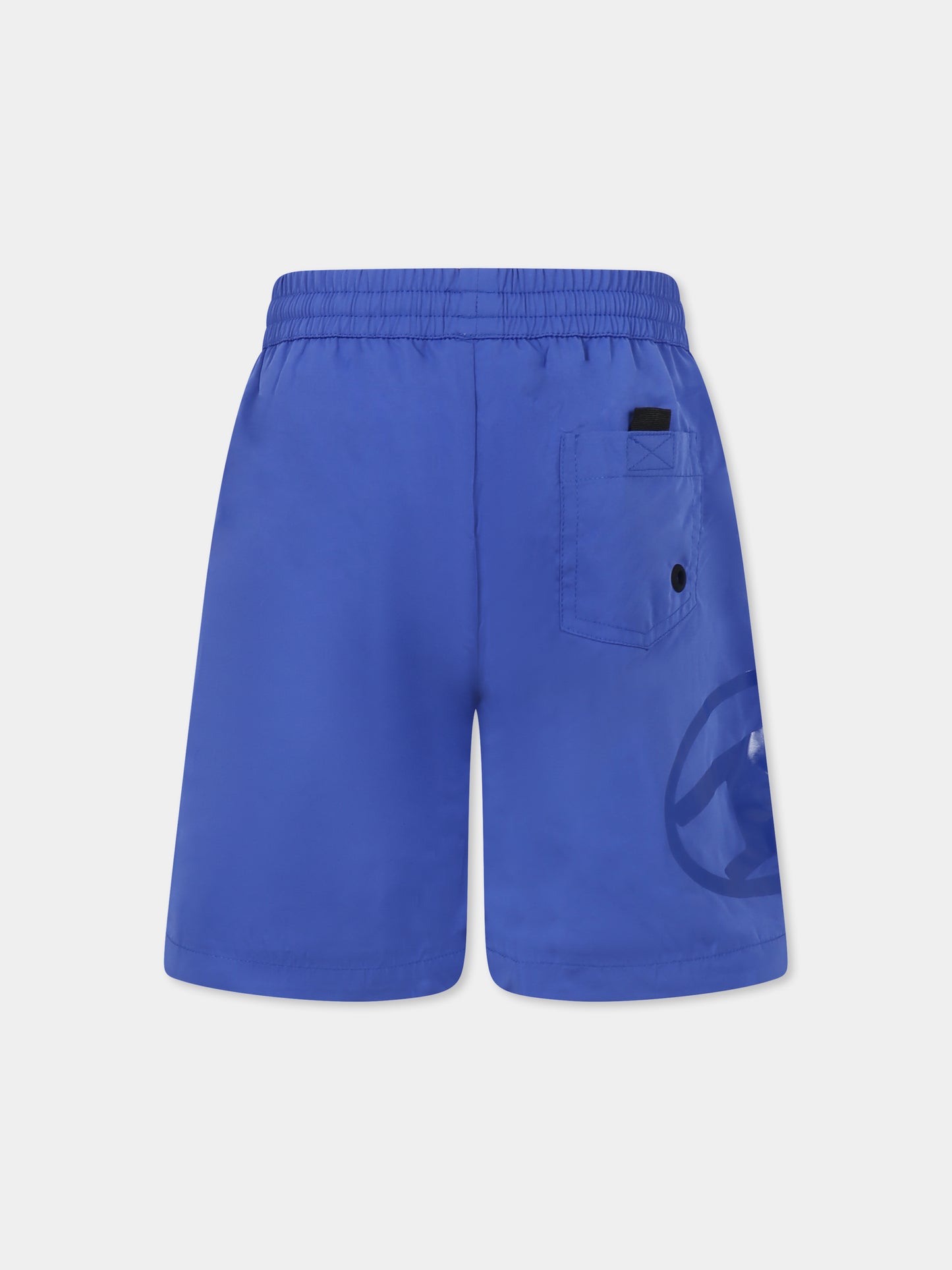 Blue swim shorts for boy with logo