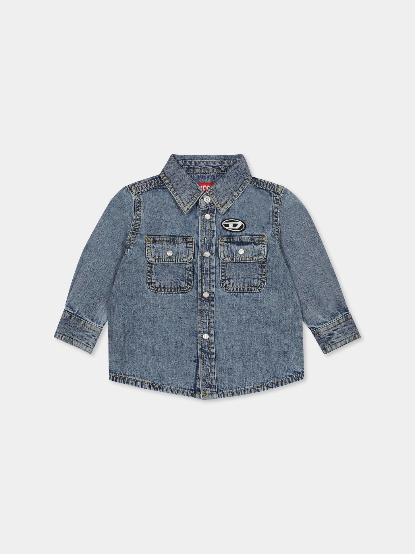 Denim shirt for baby boy with logo