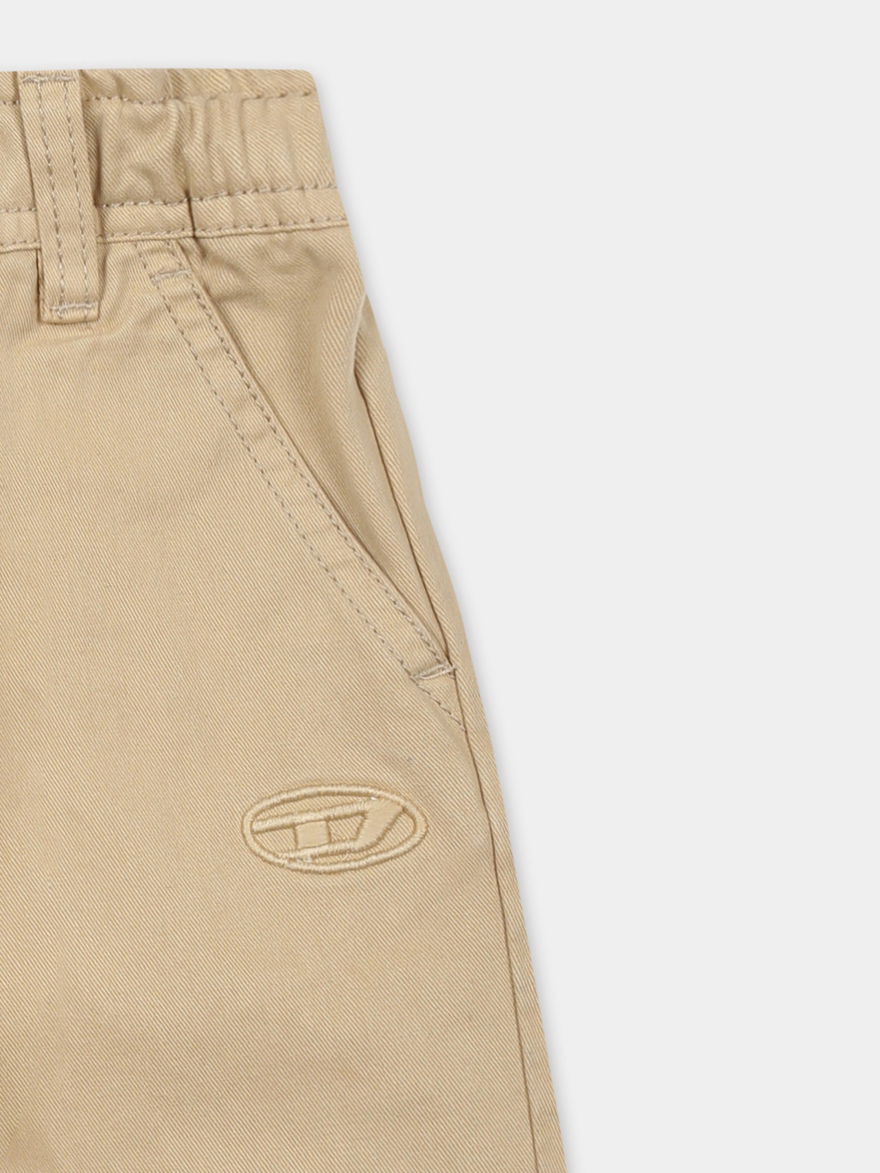 Pantaloni beige per neonato con logo,Diesel,K00600 KXBJ1 K744