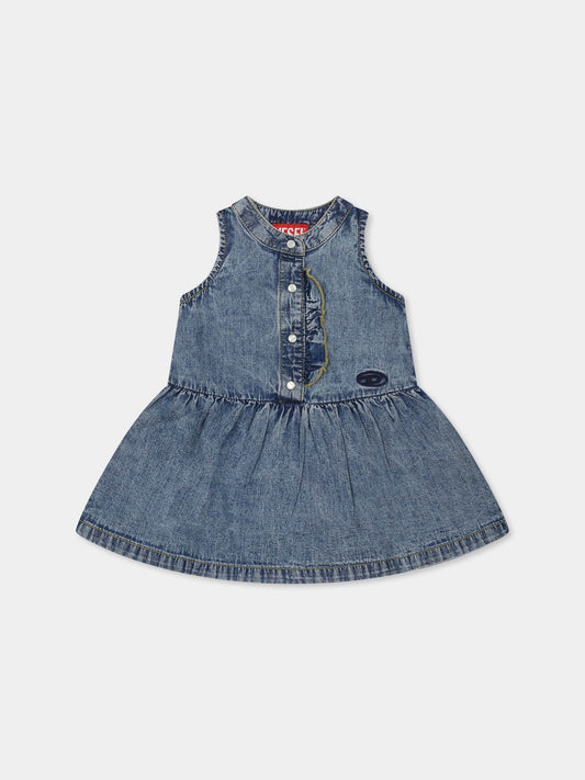 Denim dress for baby girl with logo