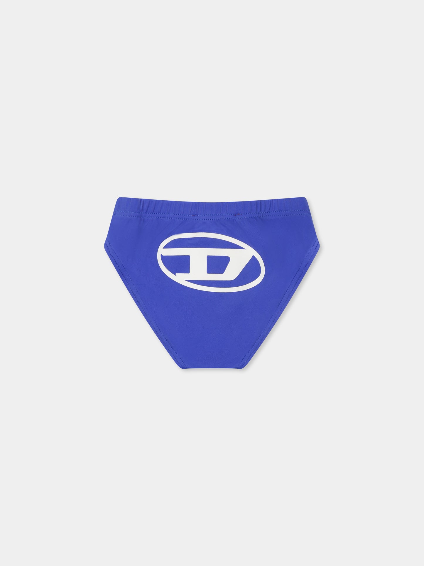 Blue swim briefs for baby boy with logo