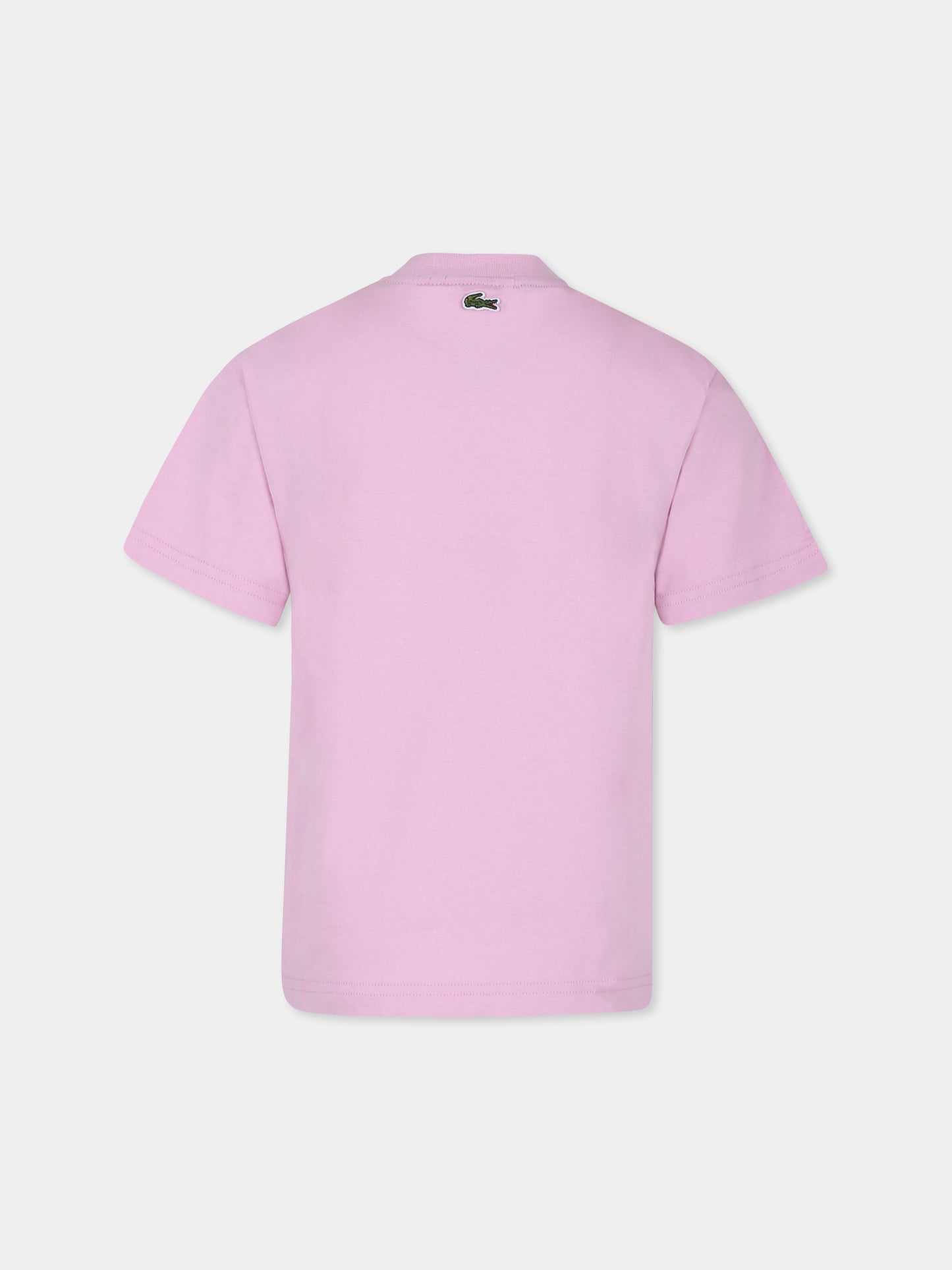 T-shirt rosa per bambino con coccodrillo,Lacoste,TJ1207 IXV