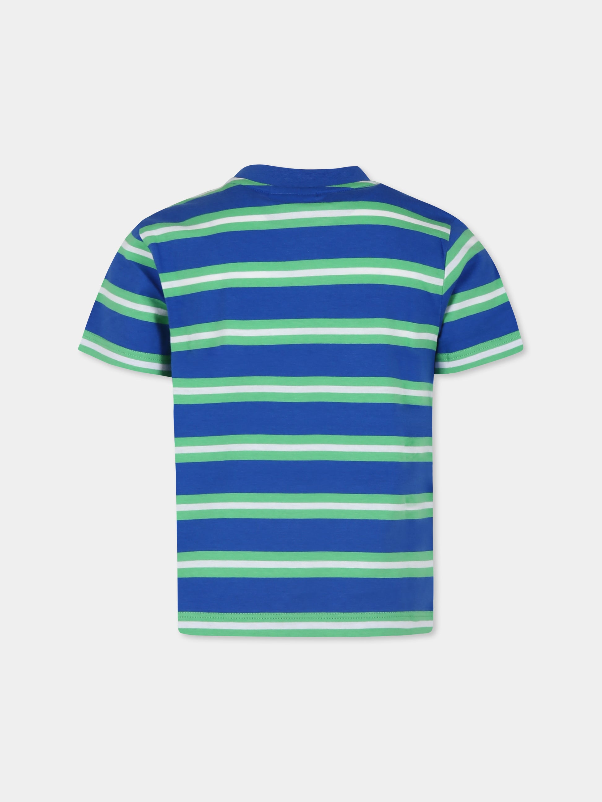 T-shirt blu per bambino con coccodrillo,Lacoste,TJ7122 IU1