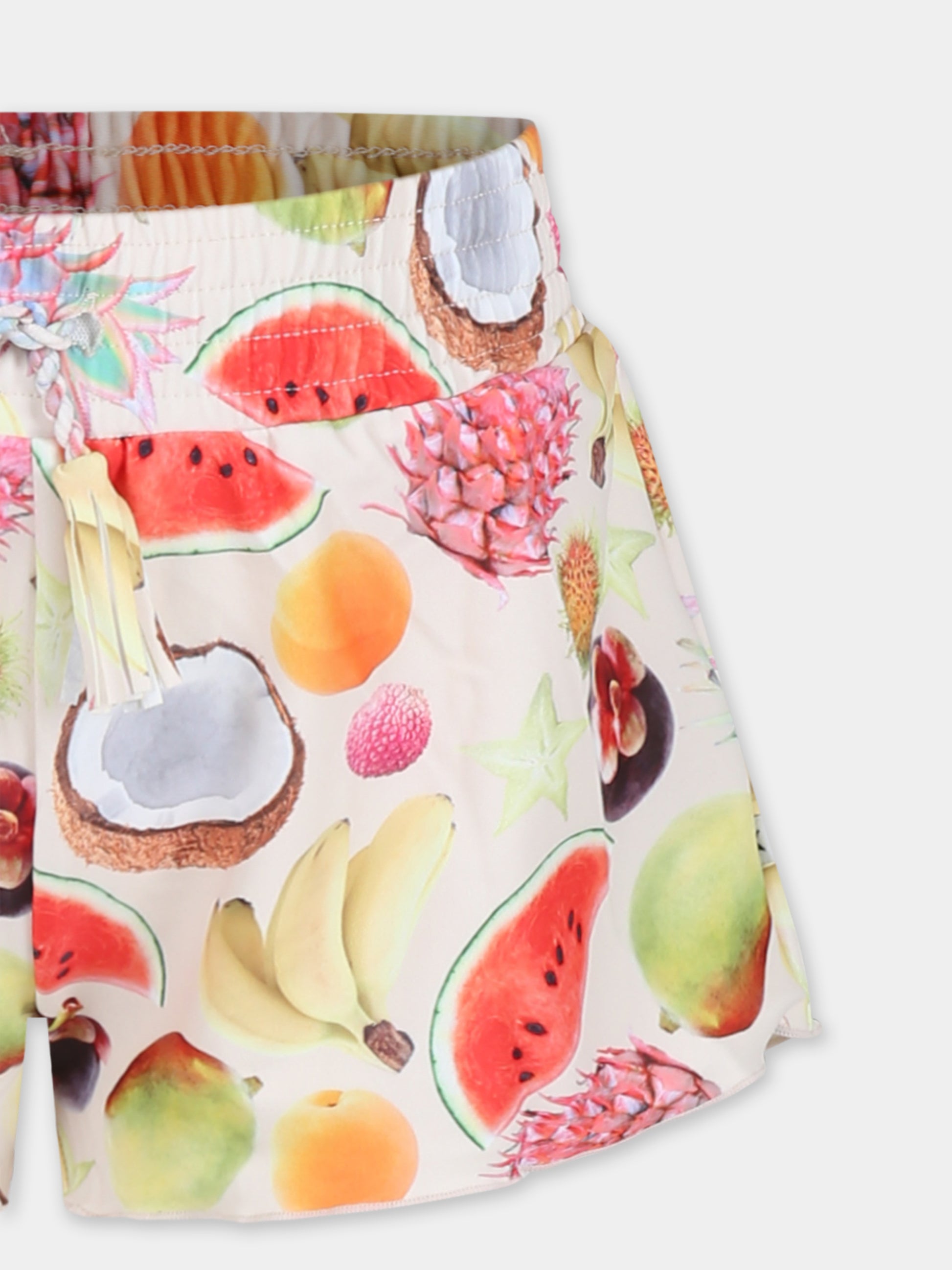 Shorts da mare avorio Nicci per bambina con frutta,Molo,8S25P303 9237