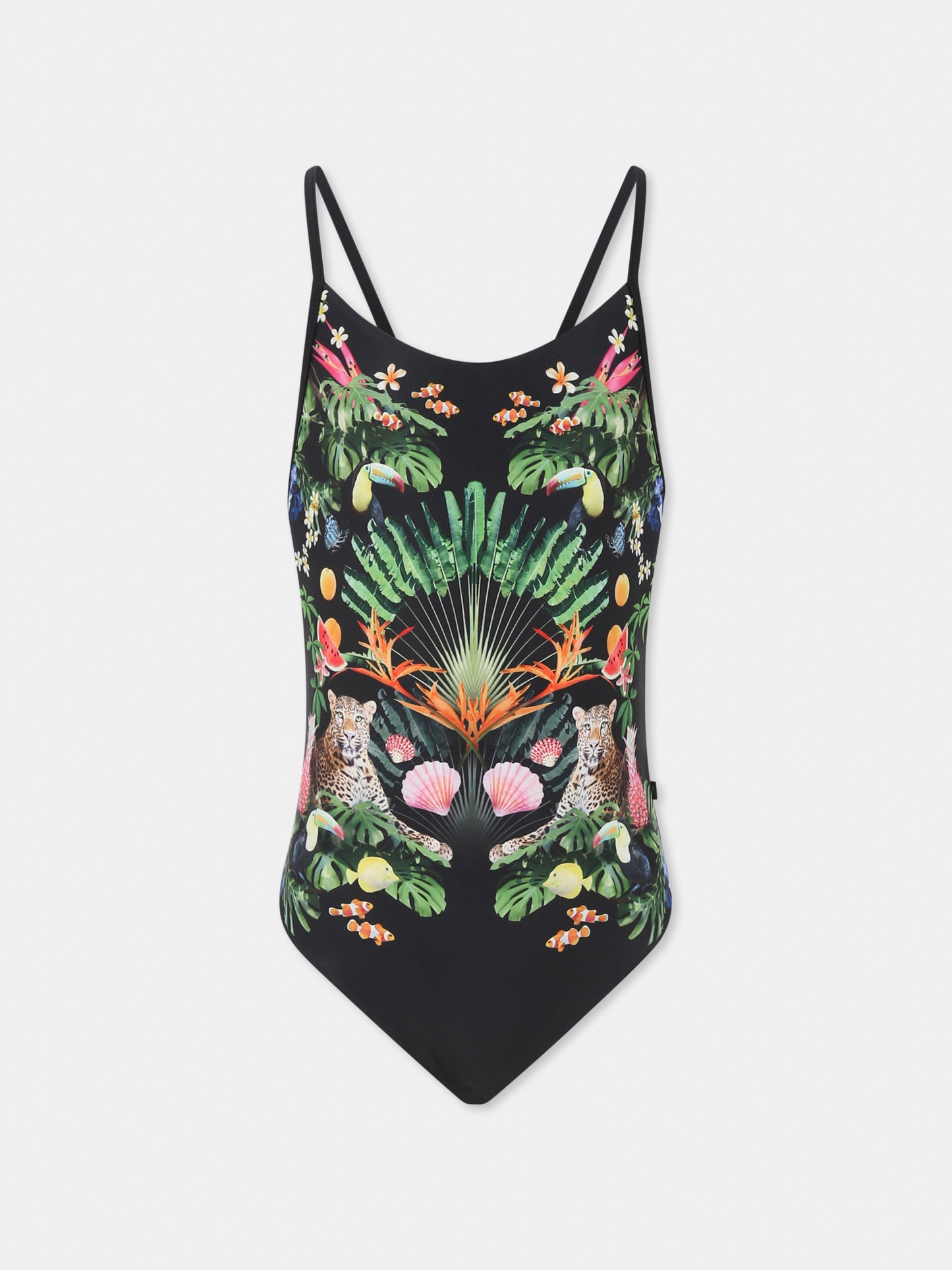 Black swimsuitfor girl with leopard print