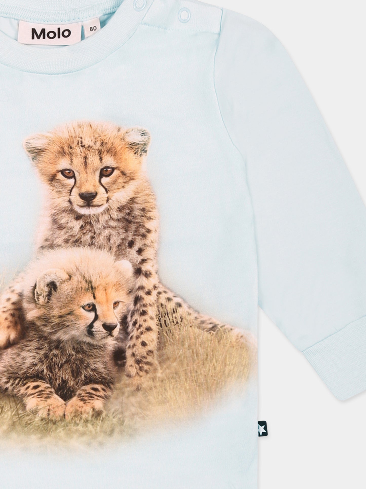 Light blue t-shirt for babykids with cheetah