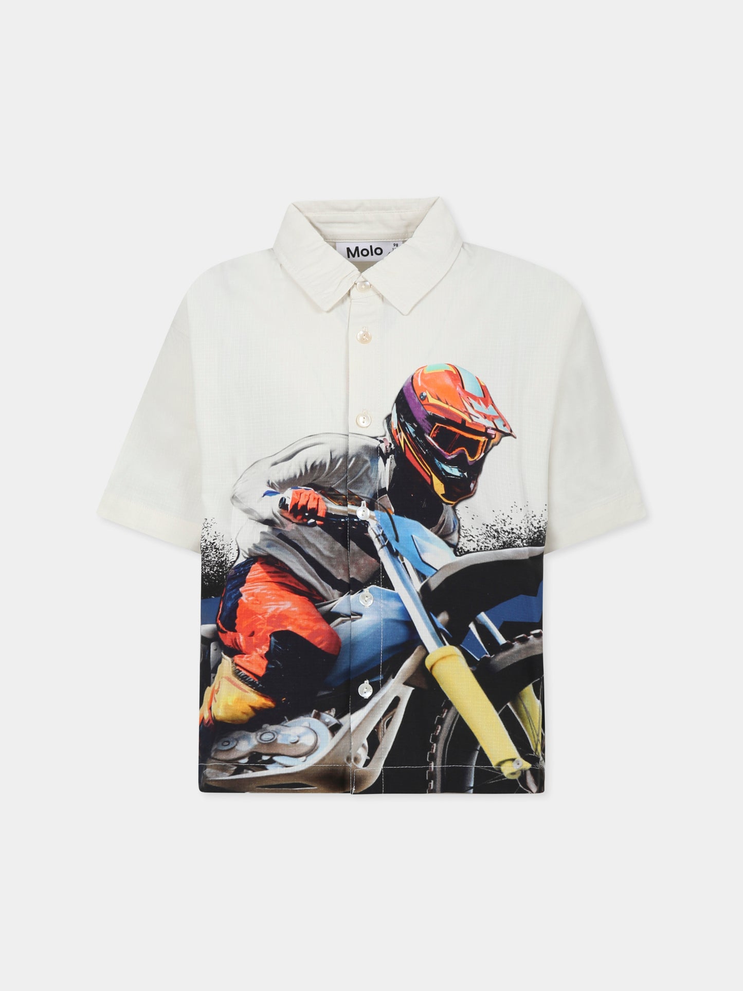 Camicia Richie avorio per bambino con pilota di motocross,Molo,1S25C204 3929