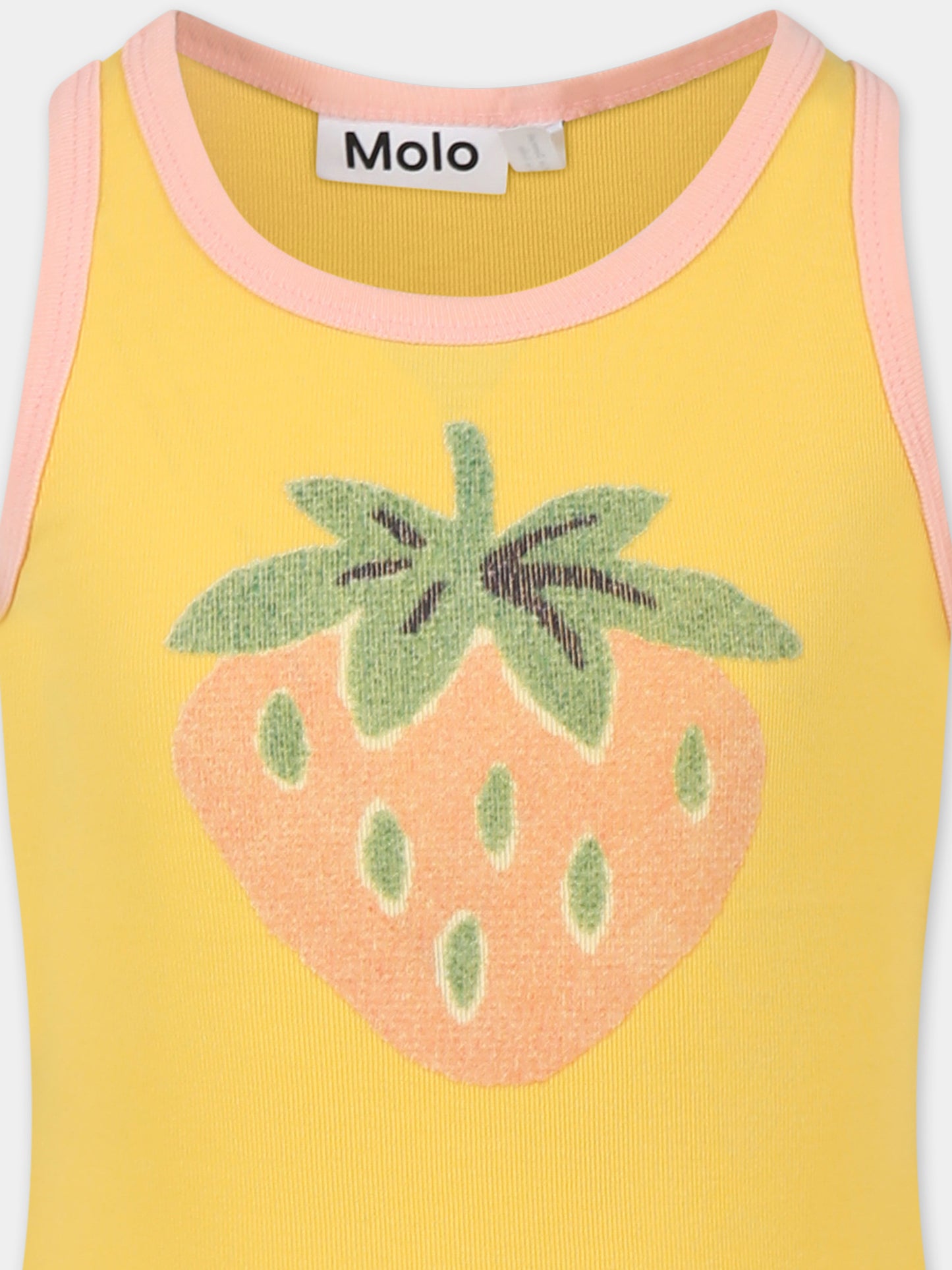 Canotta Rosie gialla per bambina con stampa fragola,Molo,2S25A111 3943