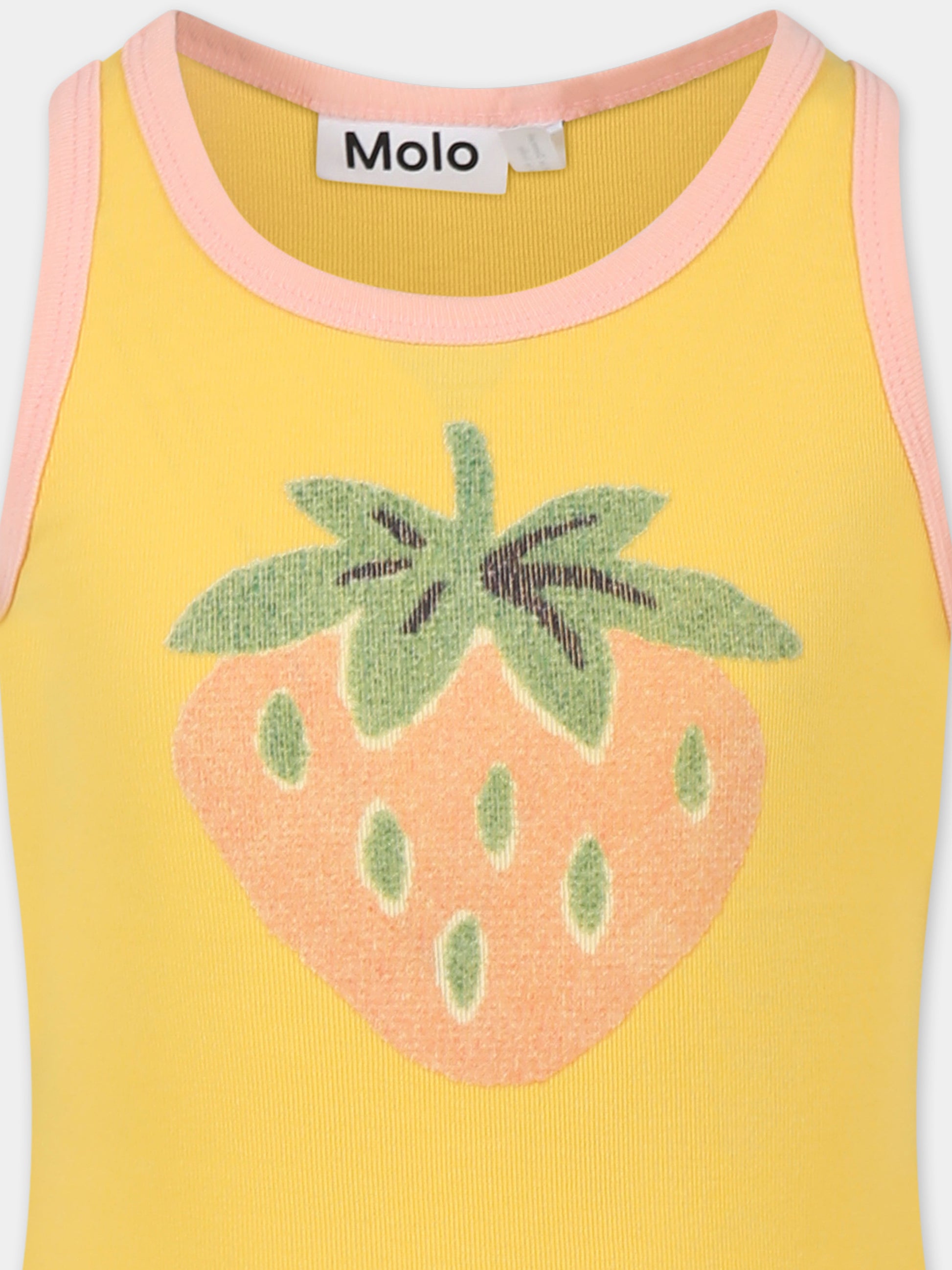 Canotta Rosie gialla per bambina con stampa fragola,Molo,2S25A111 3943
