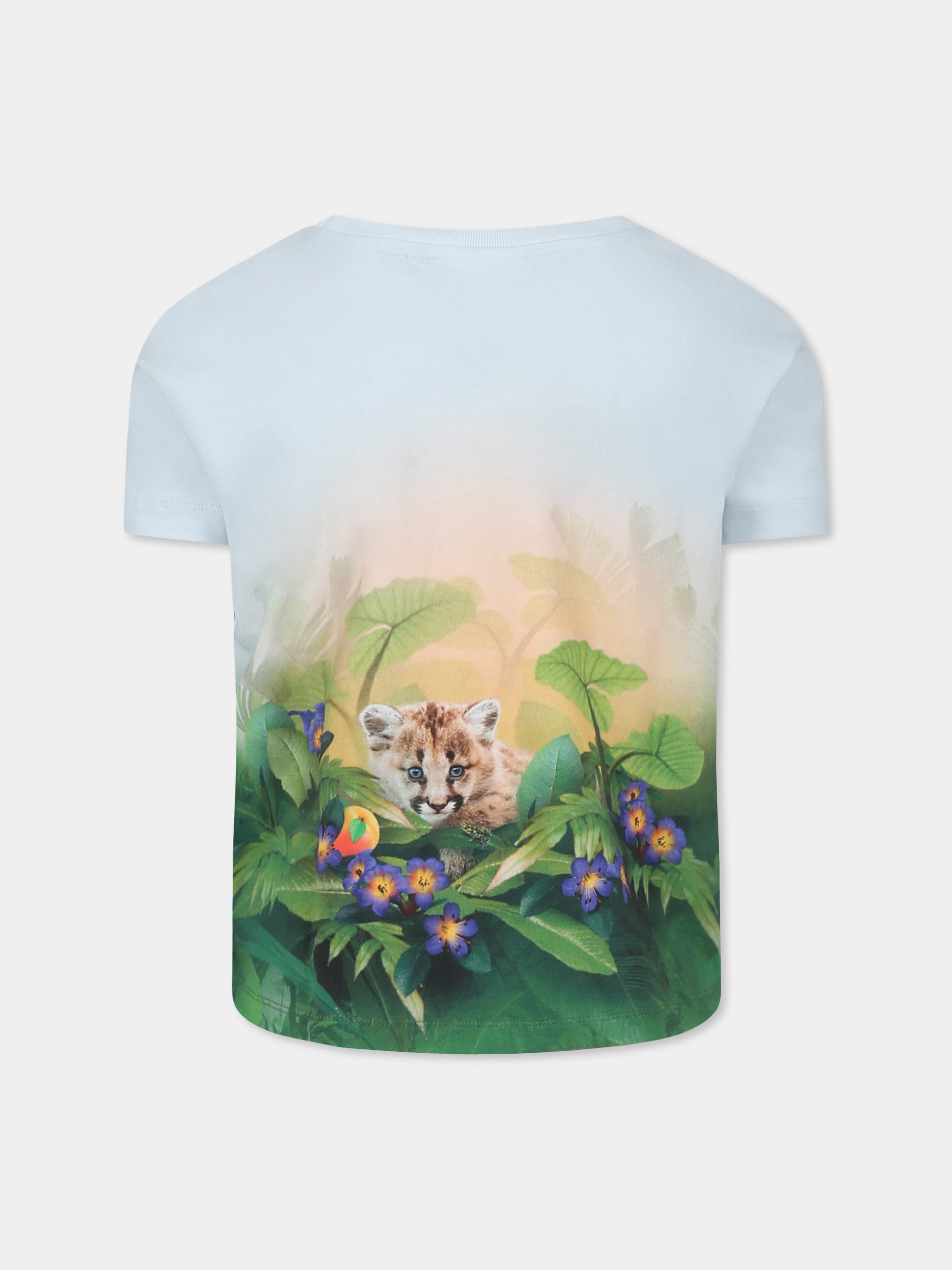 T-shirt Raeesa celeste per bambina con animali e frutta,Molo,2S25A211 3930