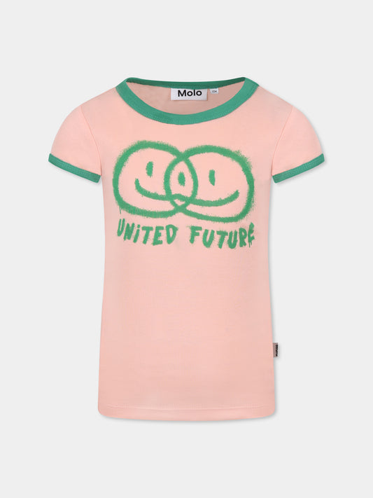 T-shirt Rhiannon rosa per bambina con smile e scritta,Molo,2S25A222 5470