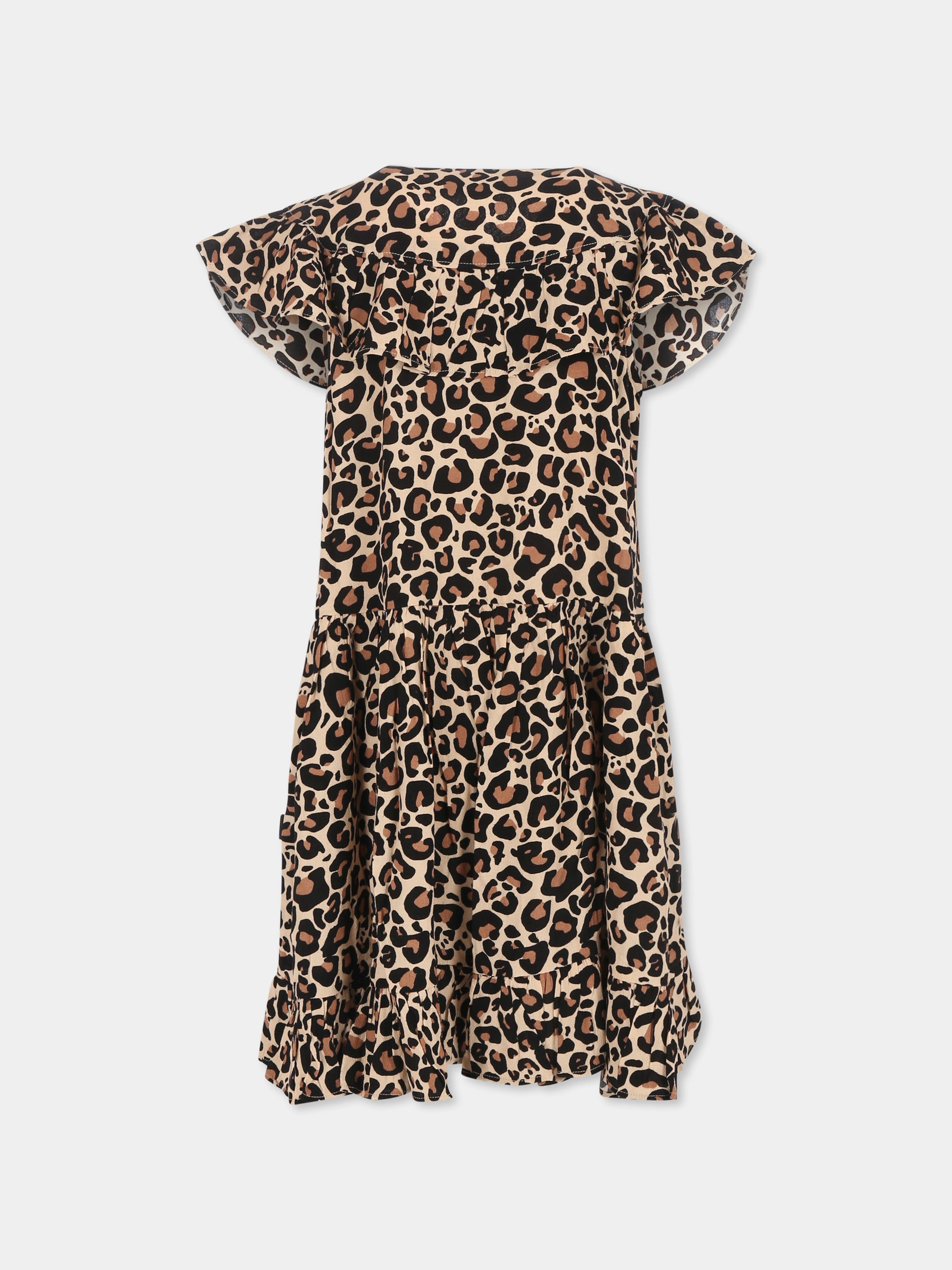 Vestito Cho marrone per bambina con stampa maculata,Molo,2S25E133 9271