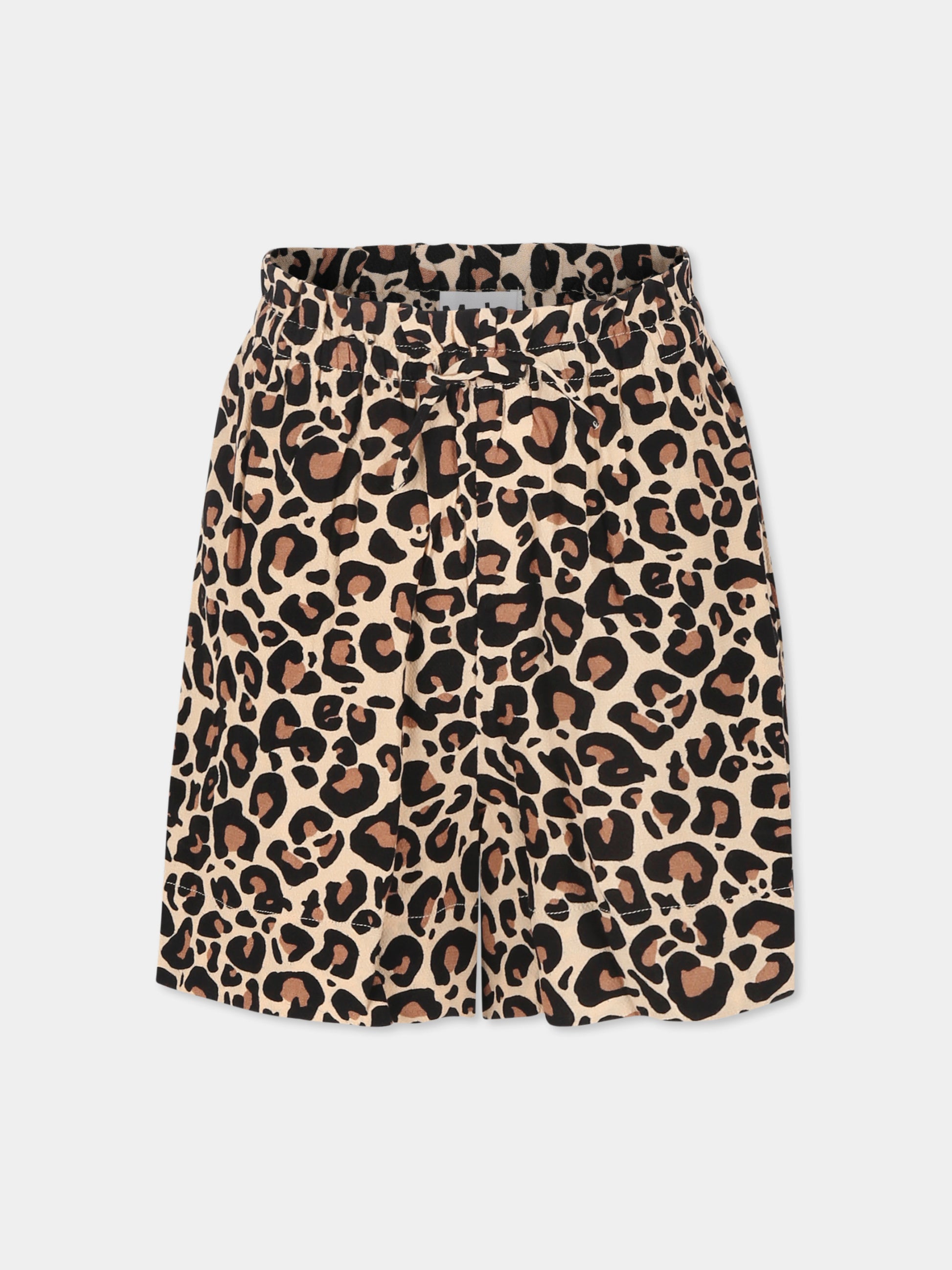 Shorts marrone per bambina con stampa maculata,Molo,2S25H112 9271