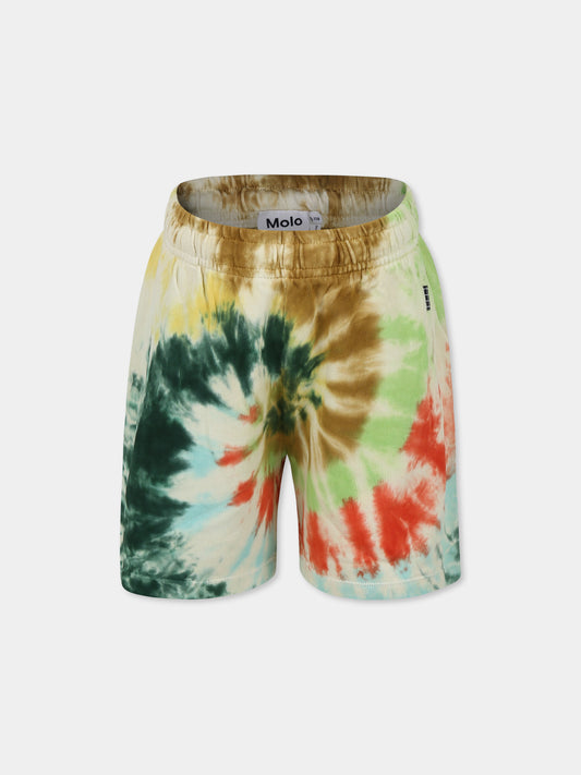 Multicolor shorts for kids with ti dye print