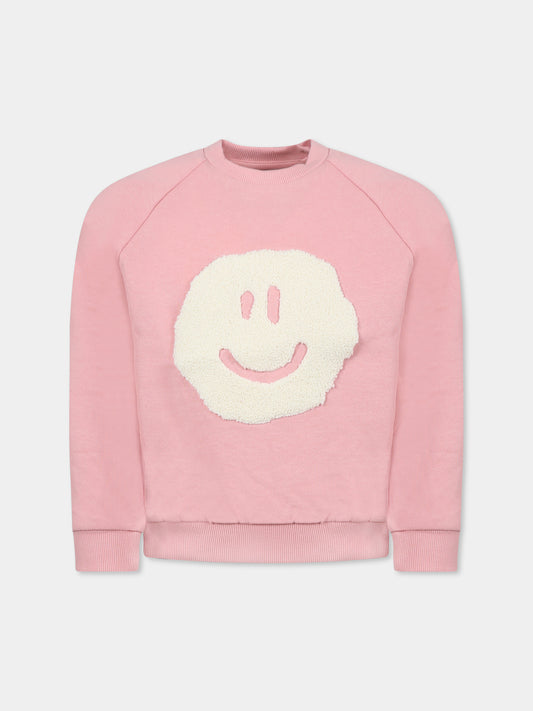 Pink sweatshirt for kids with smiley