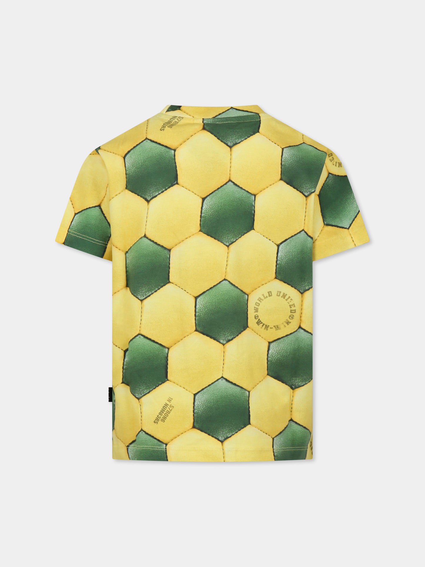 T-shirt Riley gialla per bambino con pallone all over,Molo,1S25A215 9286