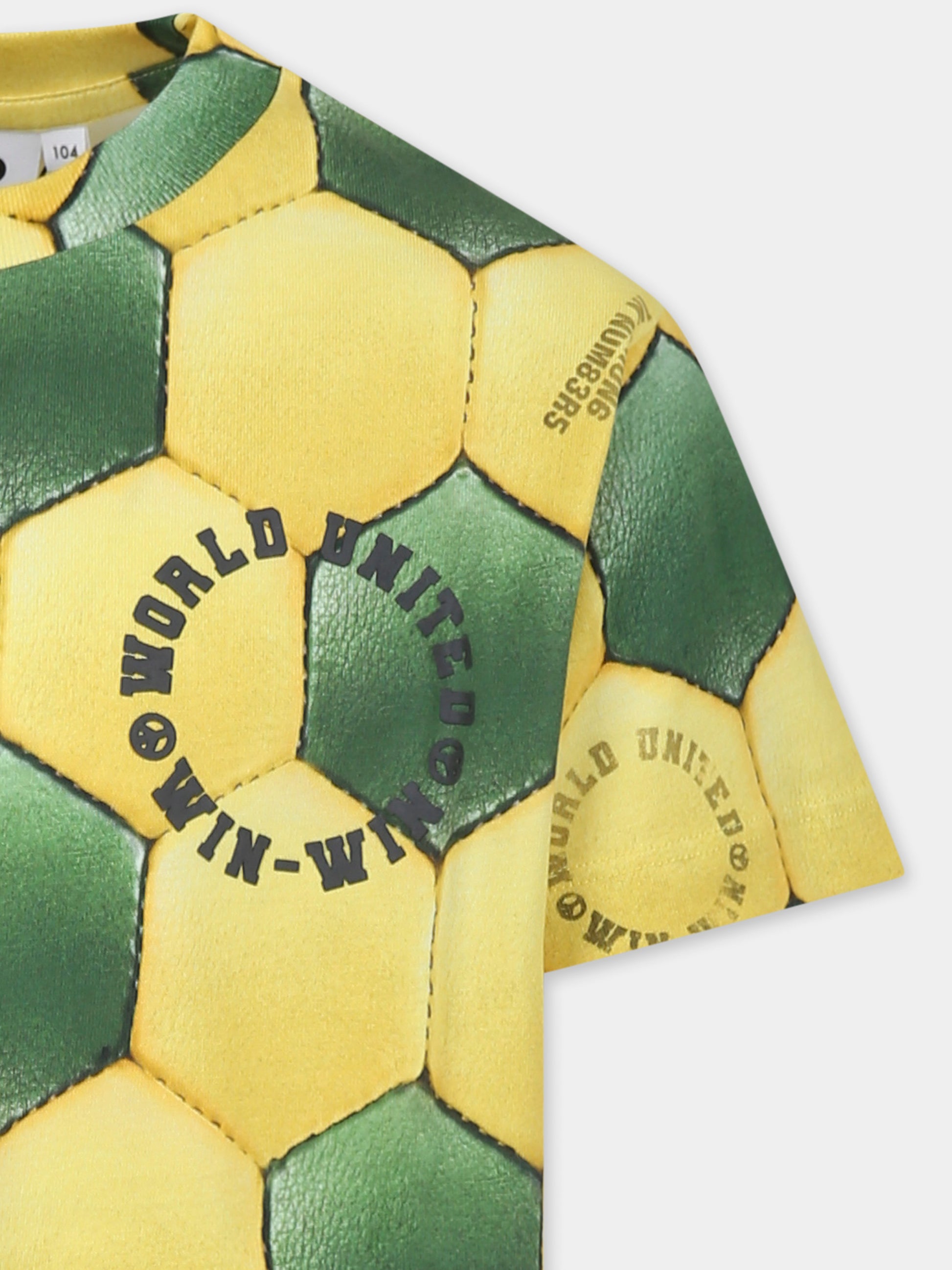 T-shirt Riley gialla per bambino con pallone all over,Molo,1S25A215 9286