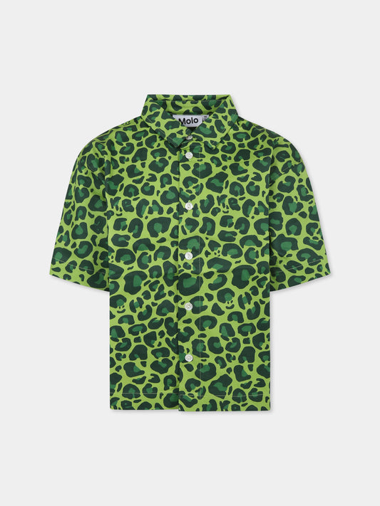 Camicia Richie verde per bambino con stampa maculata,Molo,1S25C201 9281