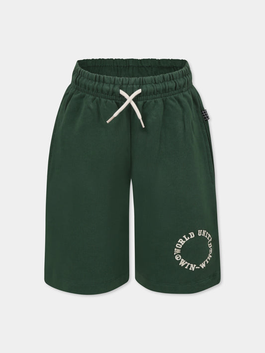 Green shorts for boy with writing