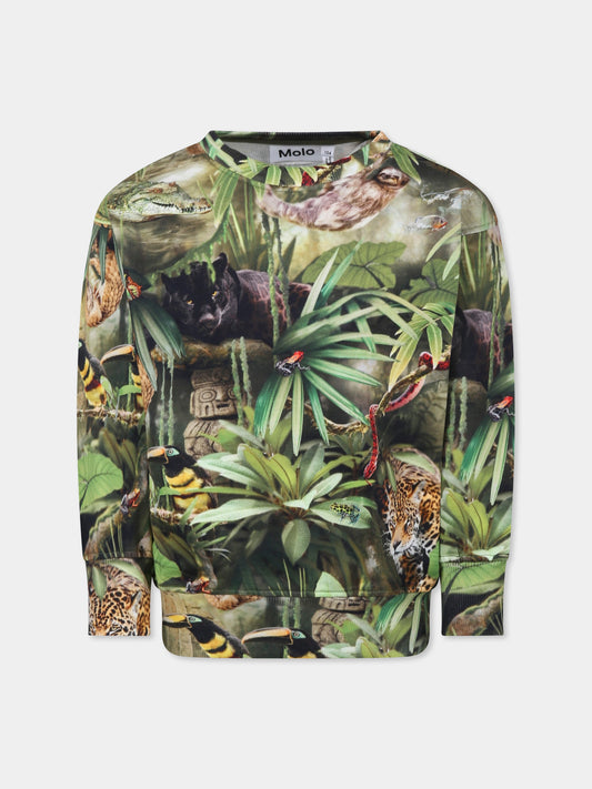 Felpa Mattis verde per bambino con animali della giungla,Molo,1S25J201 9290