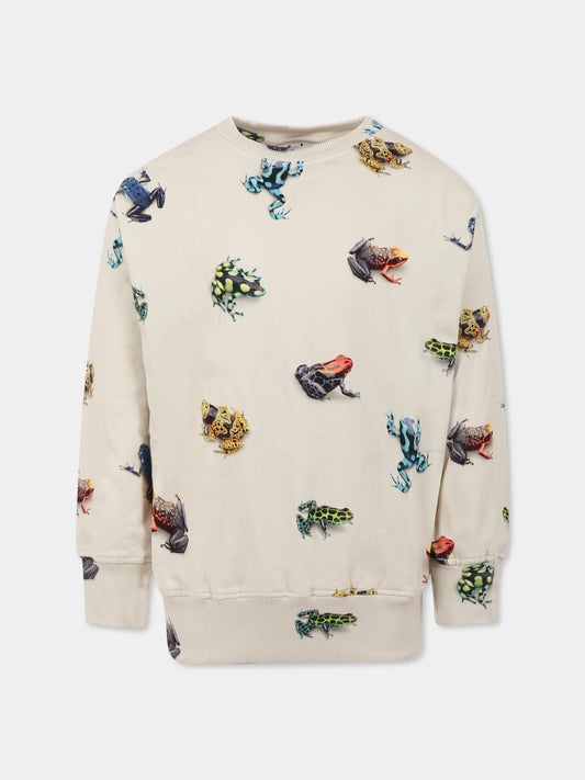 Felpa Mattis avorio per bambini con rane all-over,Molo,1S25J201 9311