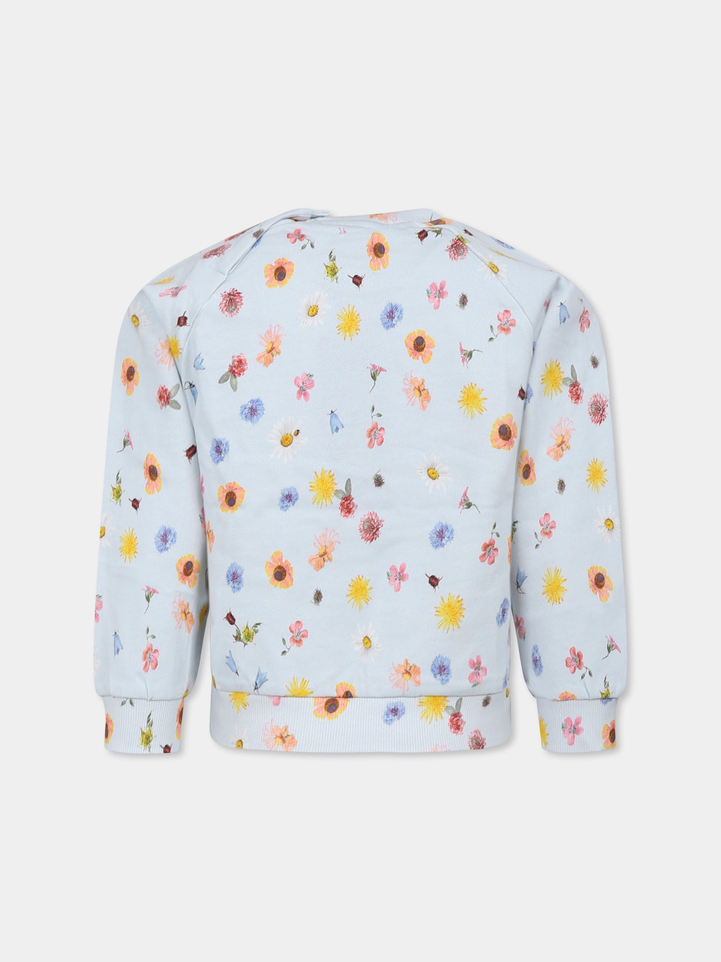 Felpa Disc celeste per bambina con fiori all over,Molo,4S25J201 9280
