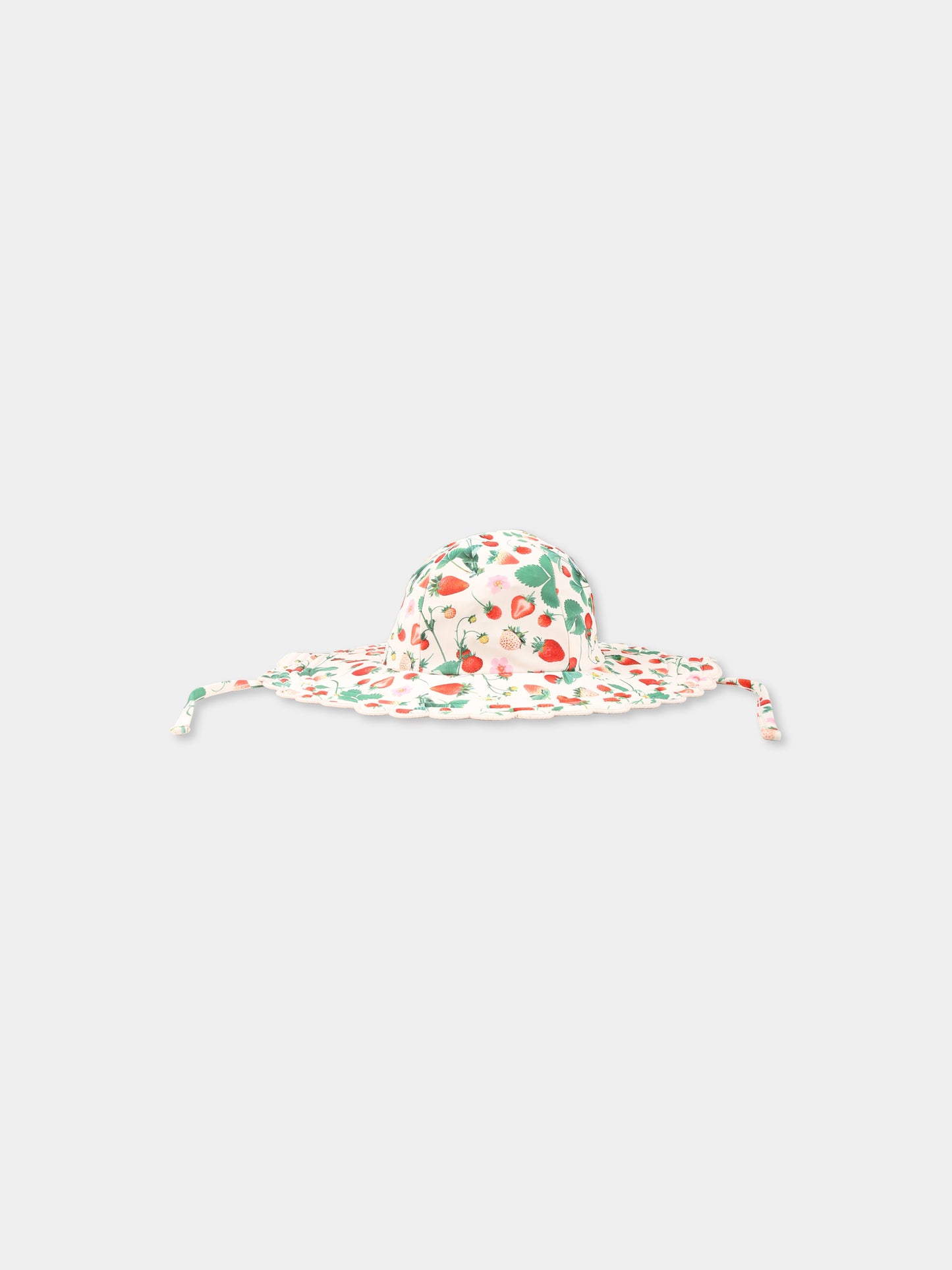 Ivory cloche for girl with strawberries
