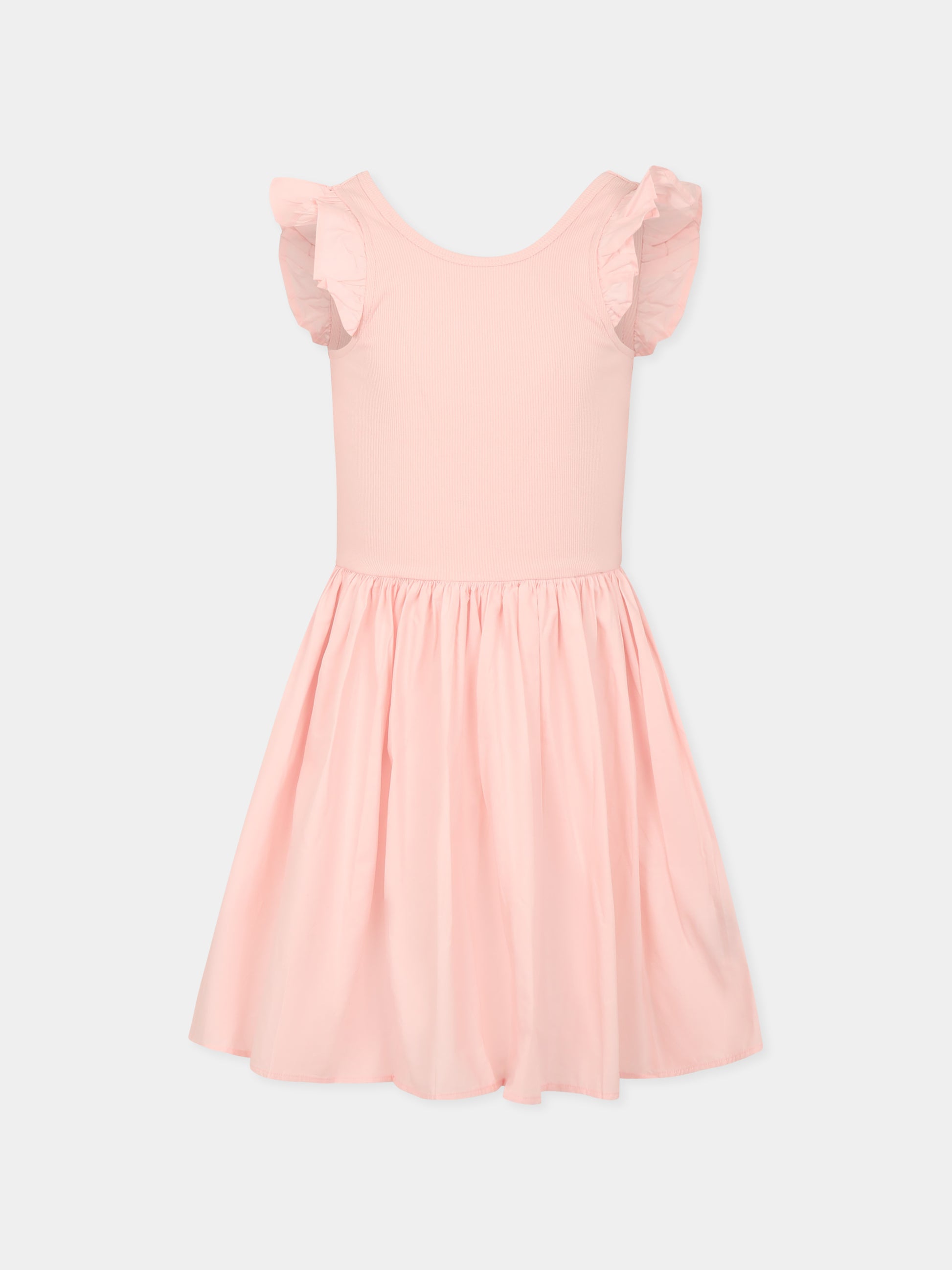 Vestito rosa per bambina con rouches,Molo,2S25E108 5463