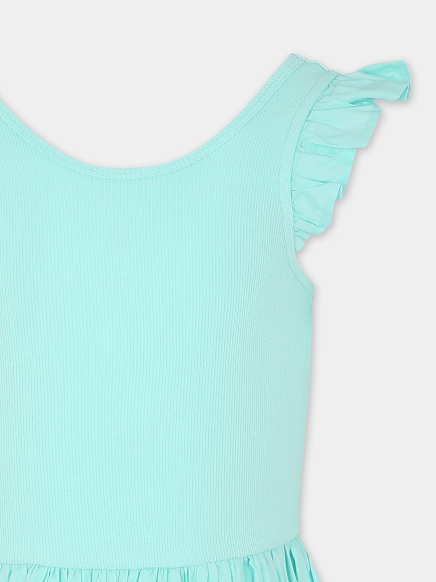 Vestito verde per bambina con rouches,Molo,2S25E108 5472