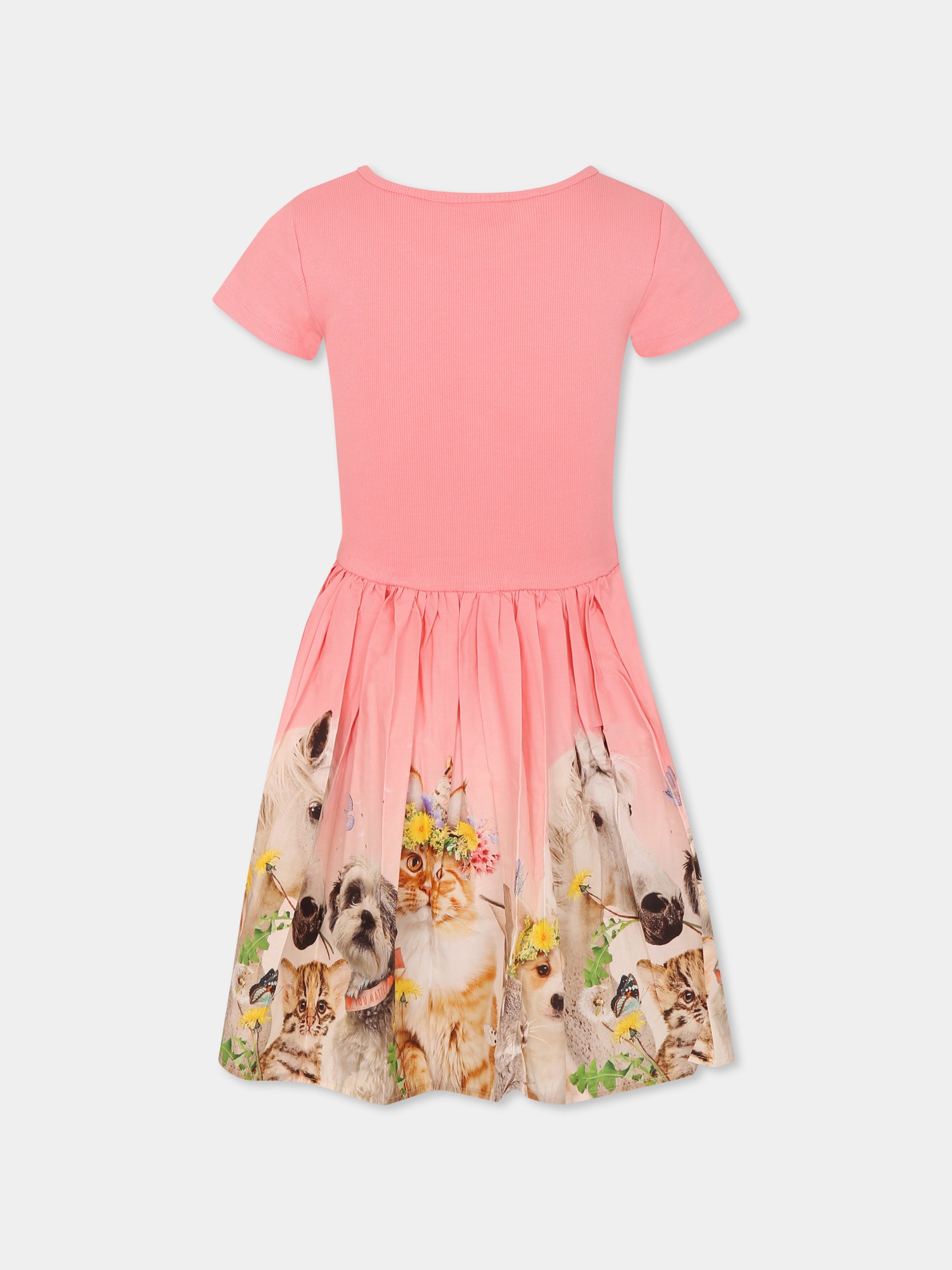 Vestito Cissa rosa per bambina con animali,Molo,2S25E114 3983