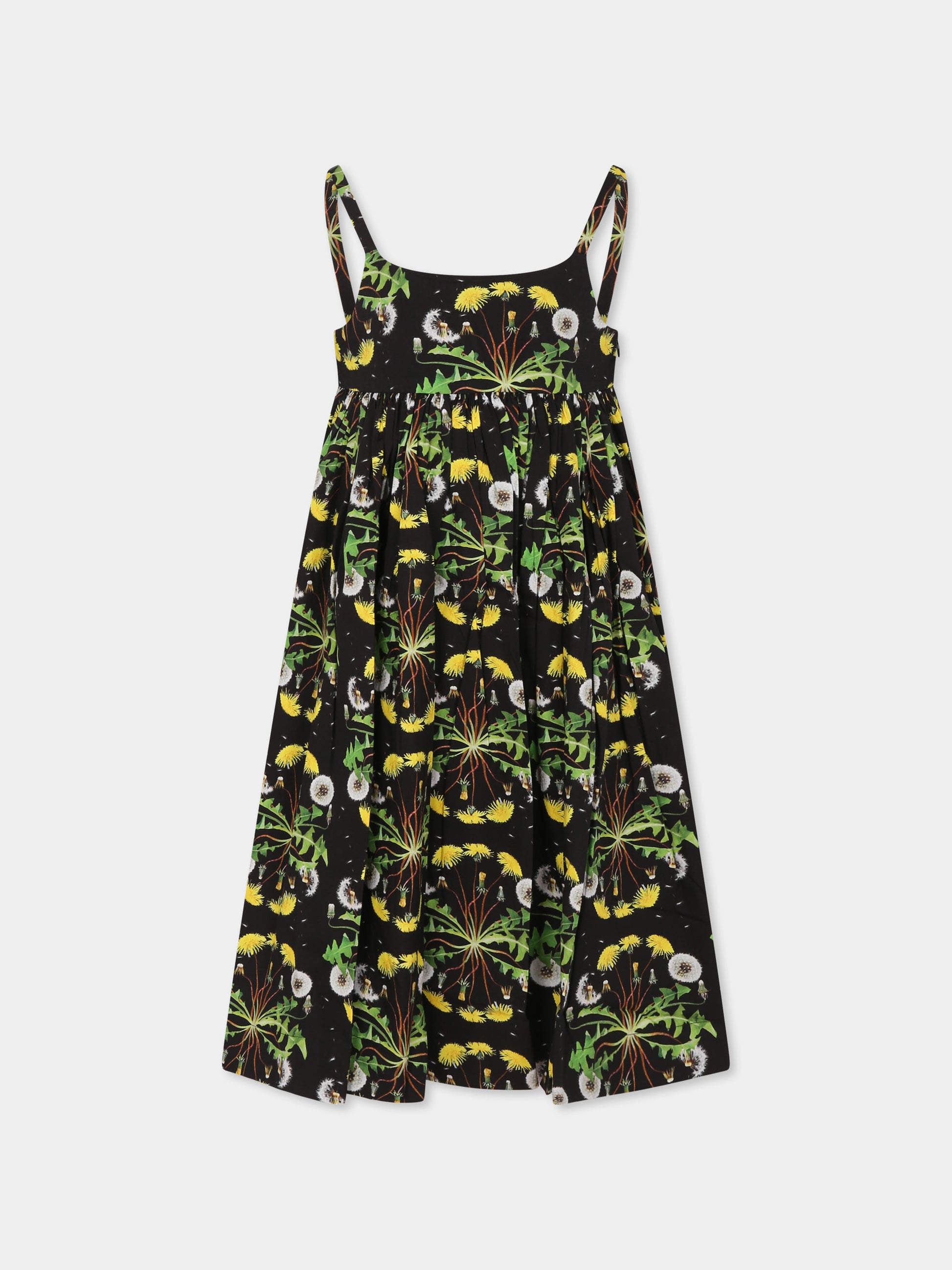 Vestito Chiyo nero per bambina con fiori all over,Molo,2S25E117 9269