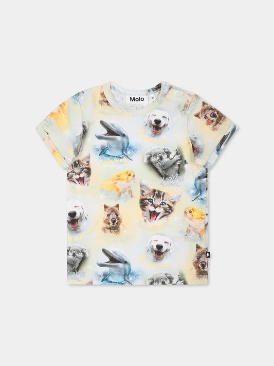 T-shirt multicolor per neonati con animali,Molo,6S25A203 9293