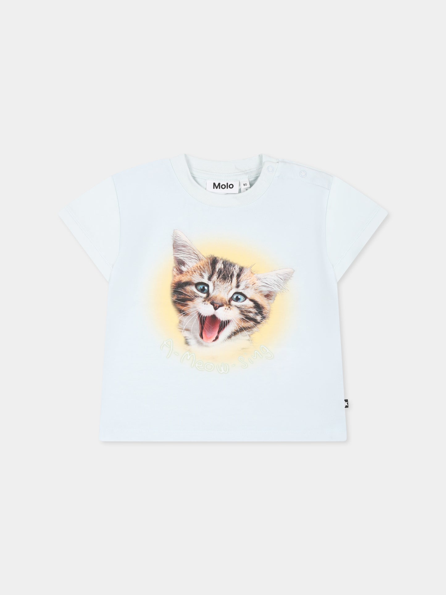 T-shirt Enzo celeste per neonati con gatto,Molo,6S25A204 3914