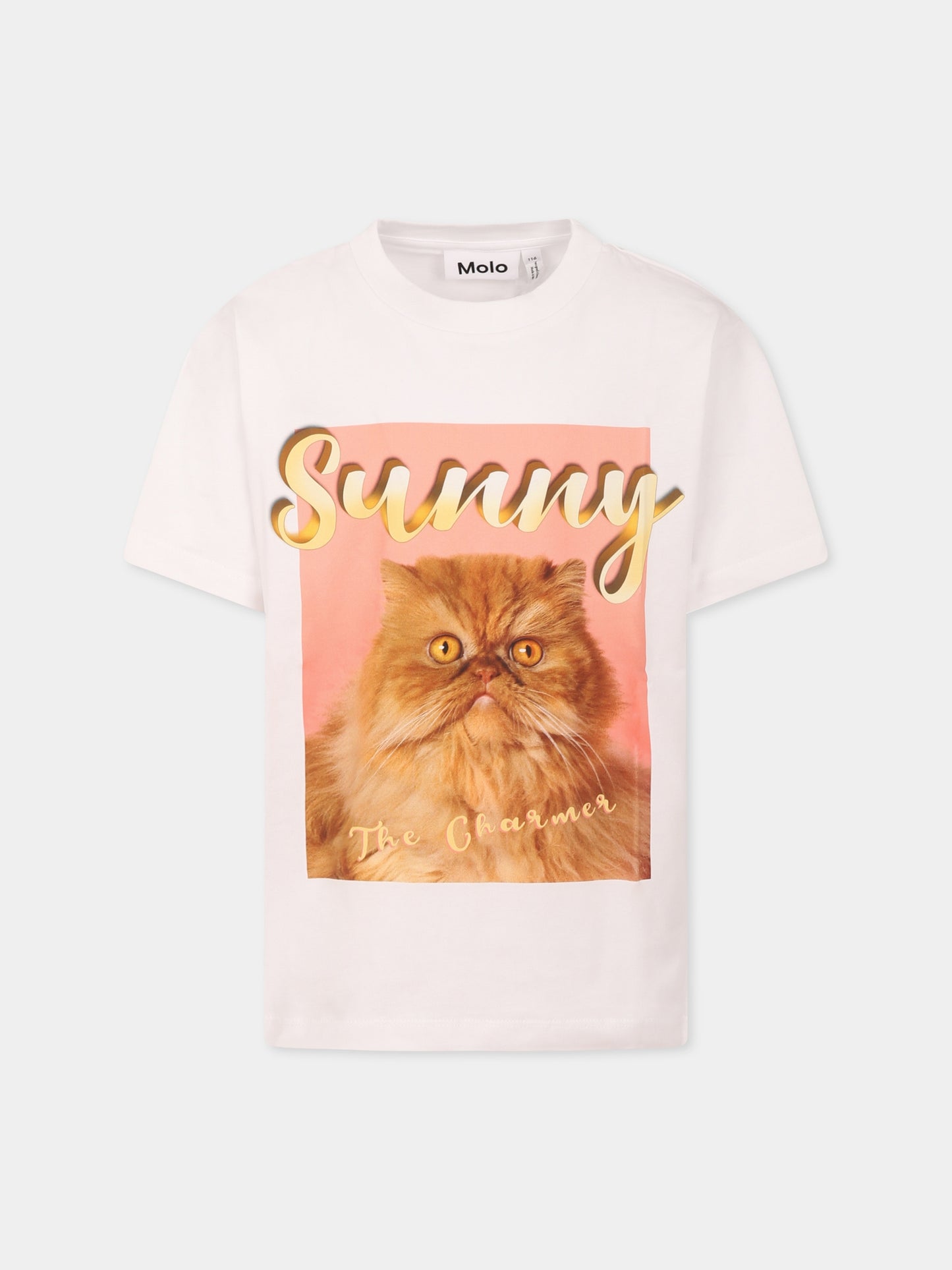 T-shirt Riley bianca per bambini con gatto,Molo,6S25A209 4932