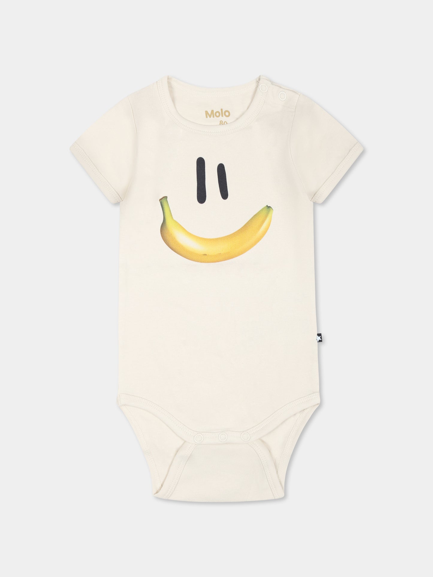 Body Fossie avorio per neonati con smile e banana,Molo,6S25B101 9339