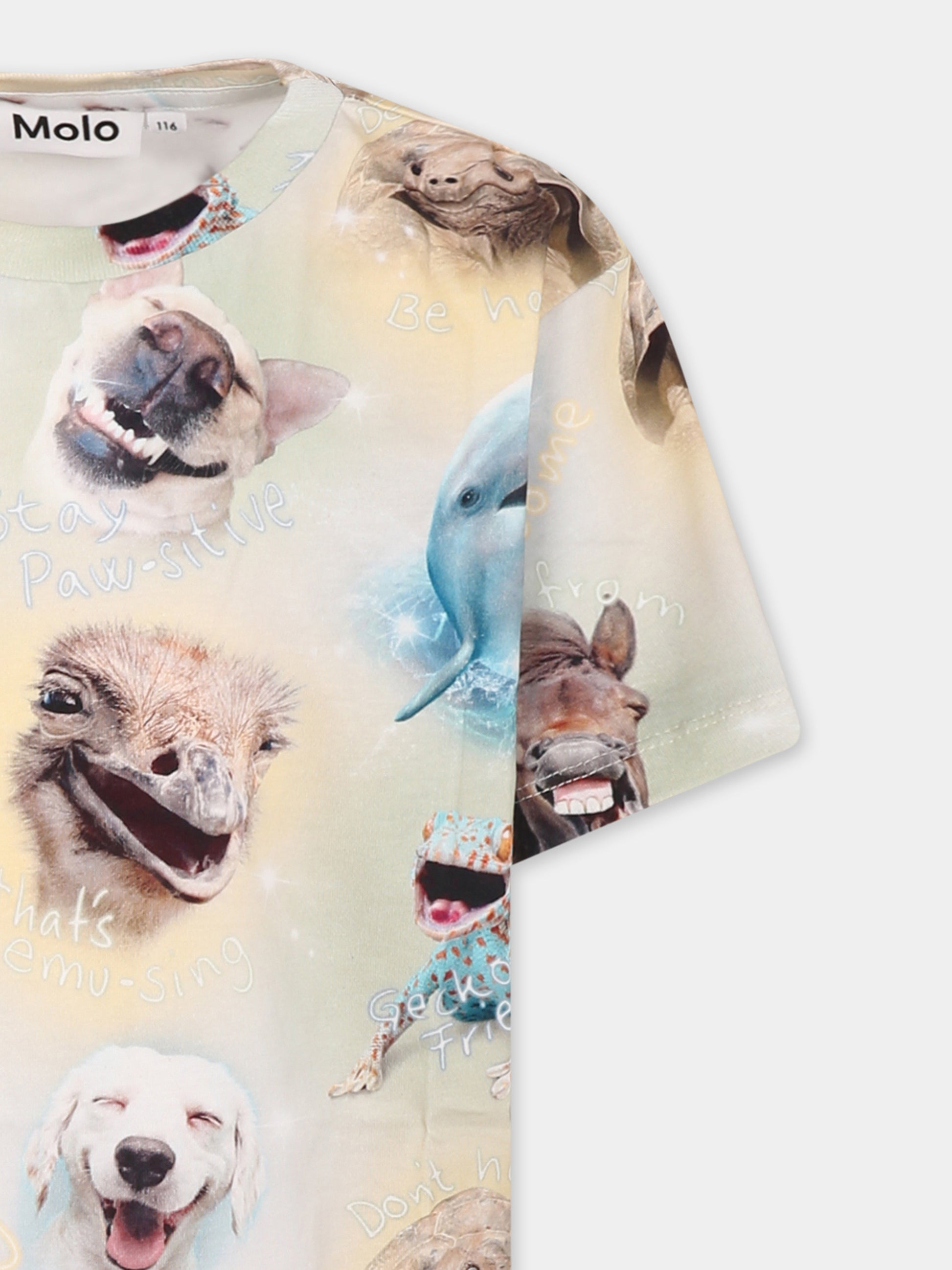 T-shirt multicolor per bambino con animali e frasi,Molo,1S25A215 9294