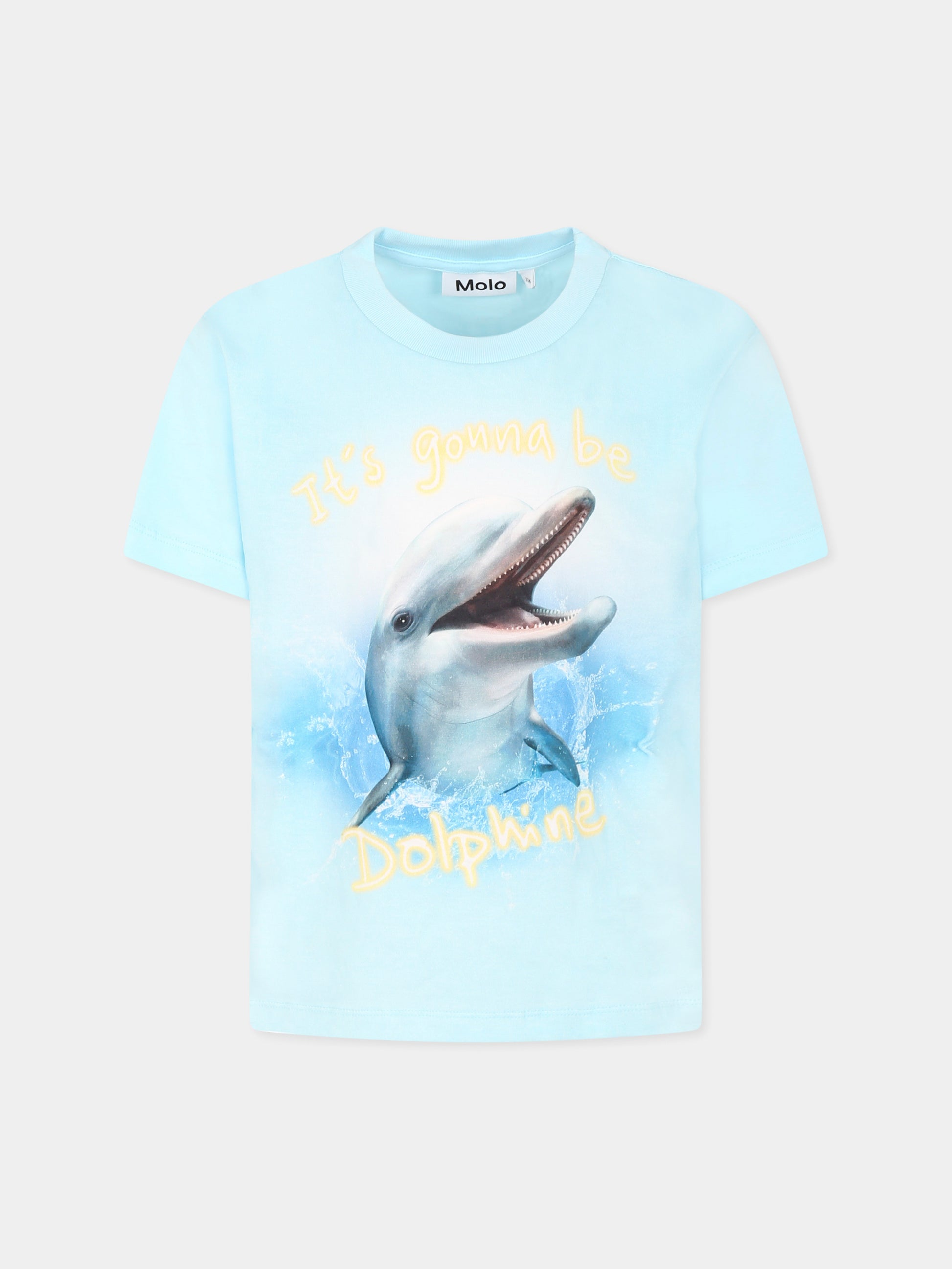 T-shirt Rame celeste per bambino con delfino,Molo,1S25A224 3918