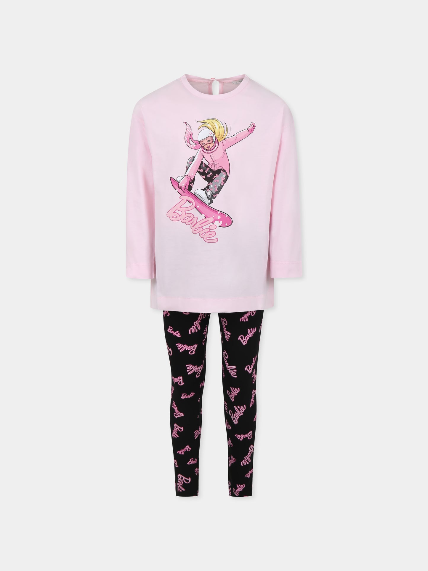 Completo multicolor per bambina con stampa Barbie,Monnalisa,11D505 4206 9050