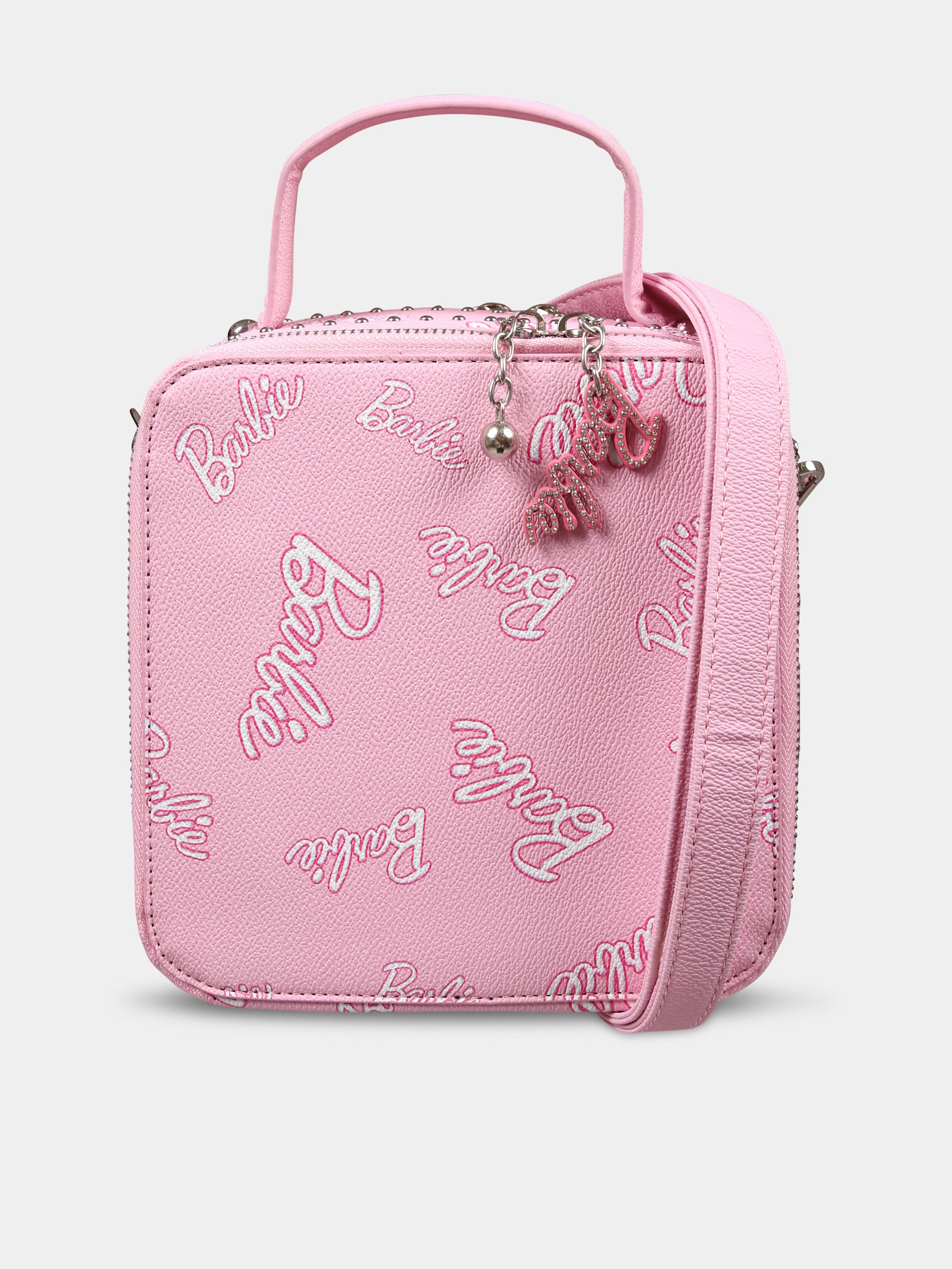 Borsa rosa per bambina con scritta Barbie all over,Monnalisa,19D026 4764 0090