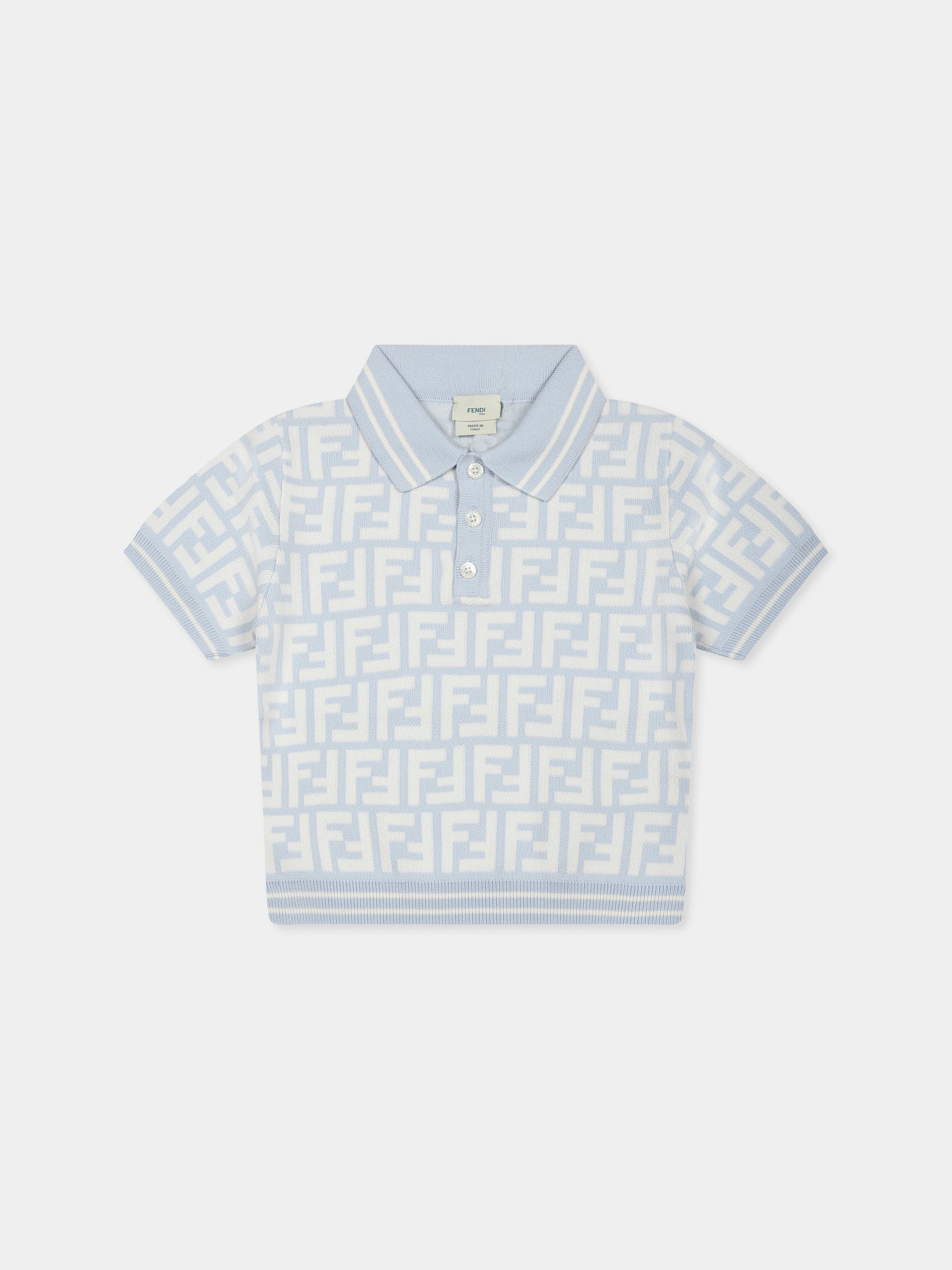 Light blue polo shirt for baby boy with FF