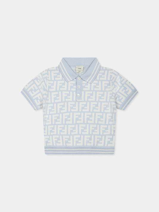 Light blue polo shirt for baby boy with FF