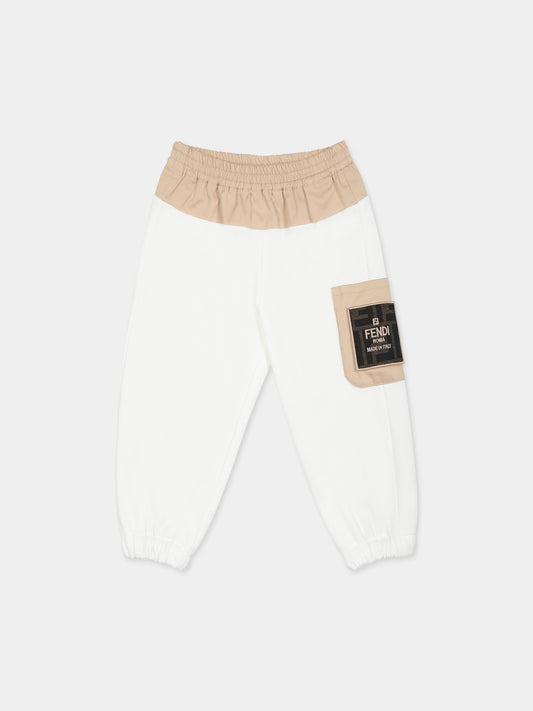 White trousers for baby boy with FF
