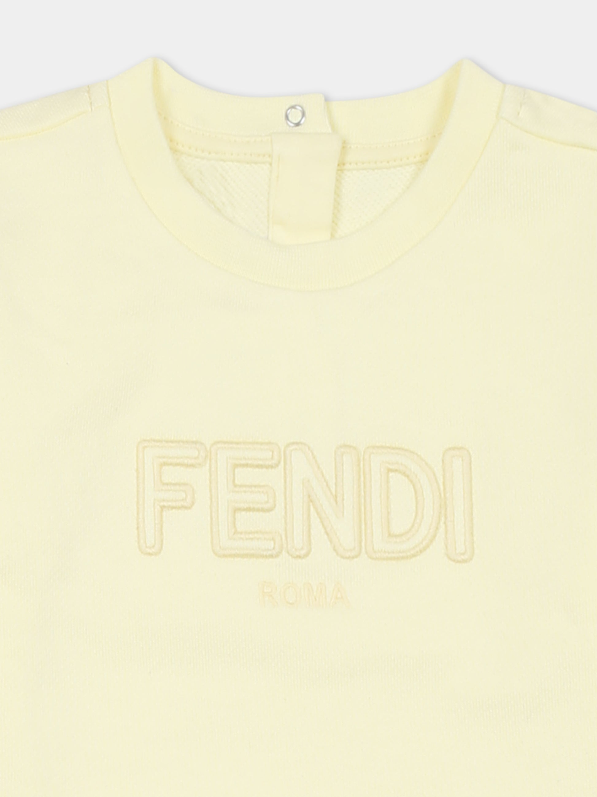 Felpa gialla per neonati con logo,Fendi Kids,BUH079 5V0 F1QYA