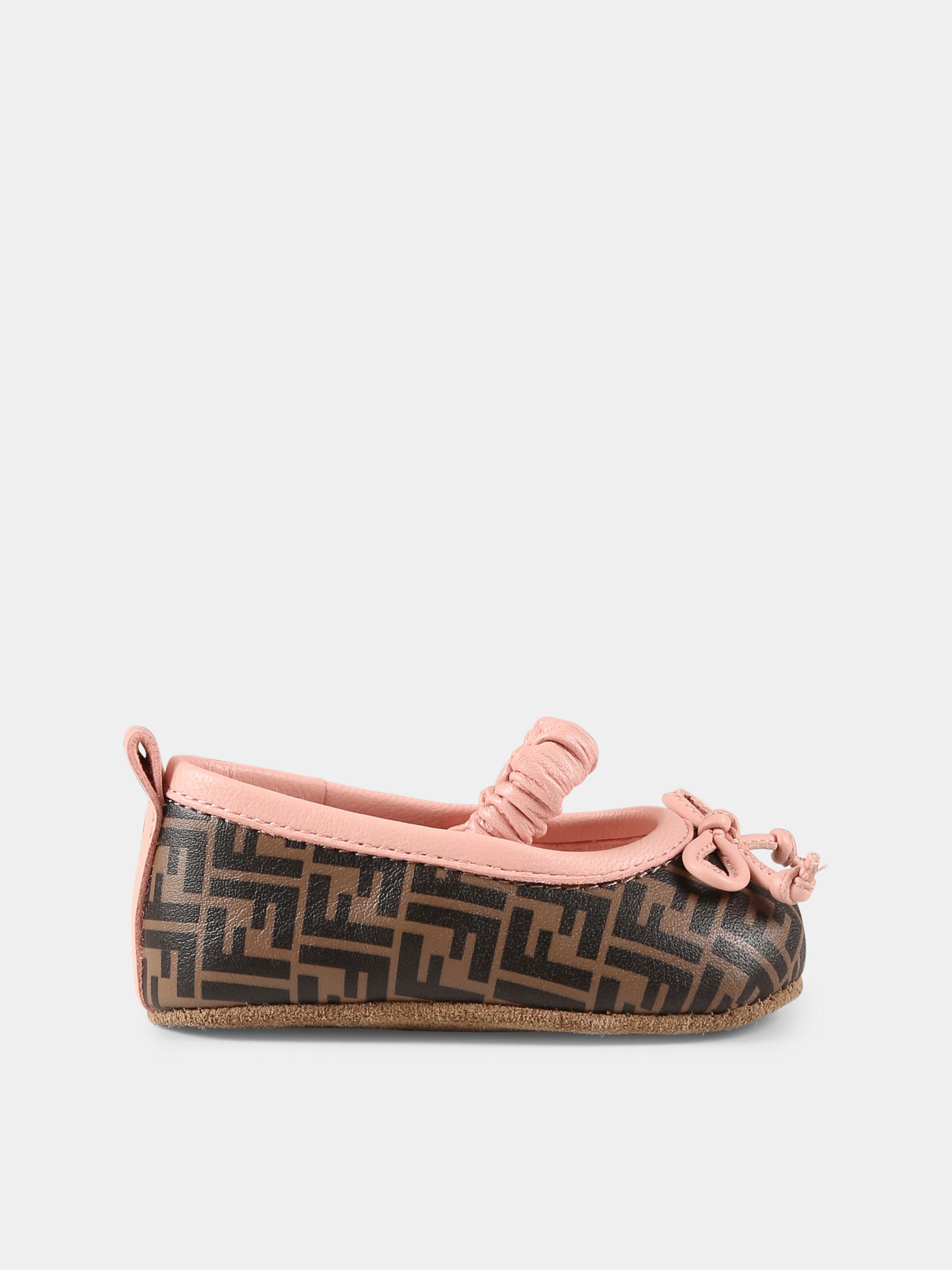 Ballerine marroni per neonata con FF,Fendi Kids,BFR108 AOTG F1GCJ