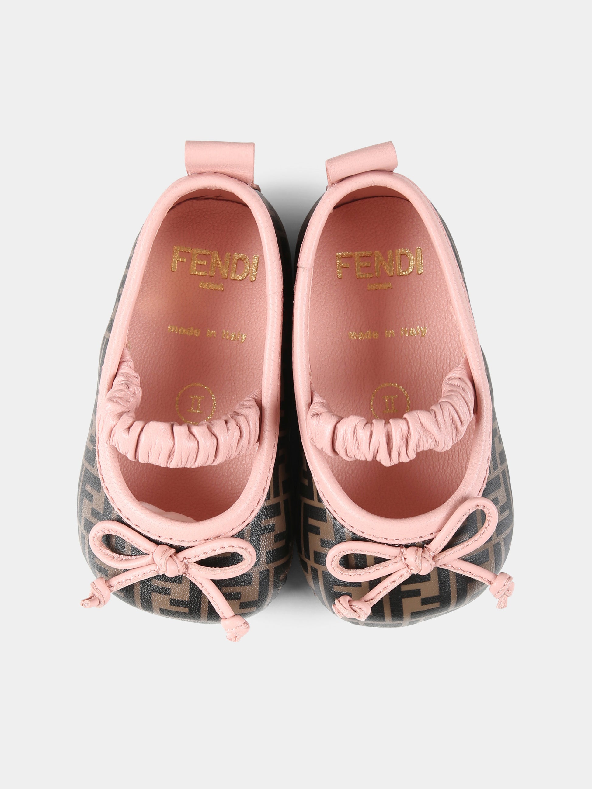 Ballerine marroni per neonata con FF,Fendi Kids,BFR108 AOTG F1GCJ