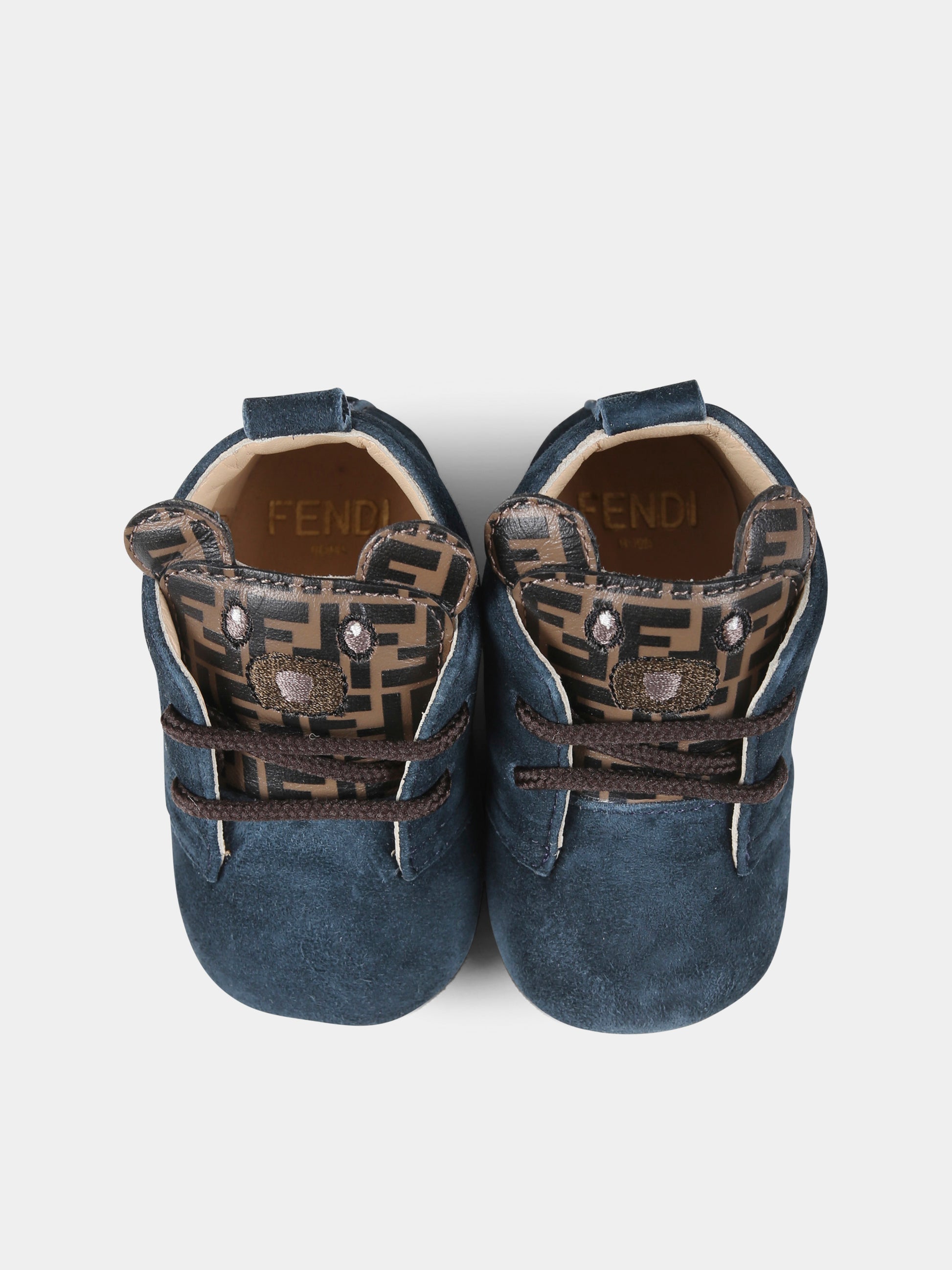 Stringate blu per neonato con orsetto Fendi,Fendi Kids,BMR090 AJZQ F0D27